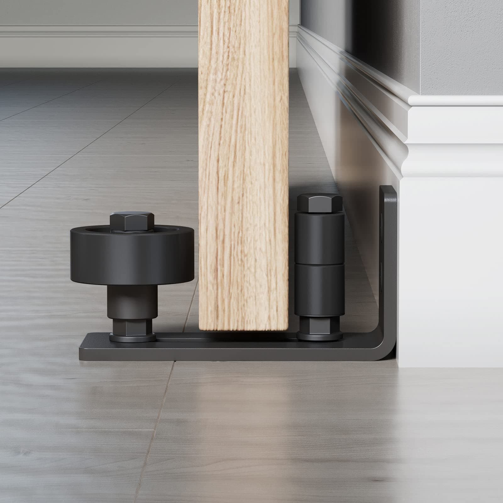 FREDBECK Sliding Barn Door Floor Guide,8 Setup Options,Wall Mount Powder Coated Adjustable Barn Door Bottom Guide, Black, Super Smoothly and Quietly,Flush to Floor,Heavy Duty,Rustic,Window Guide…