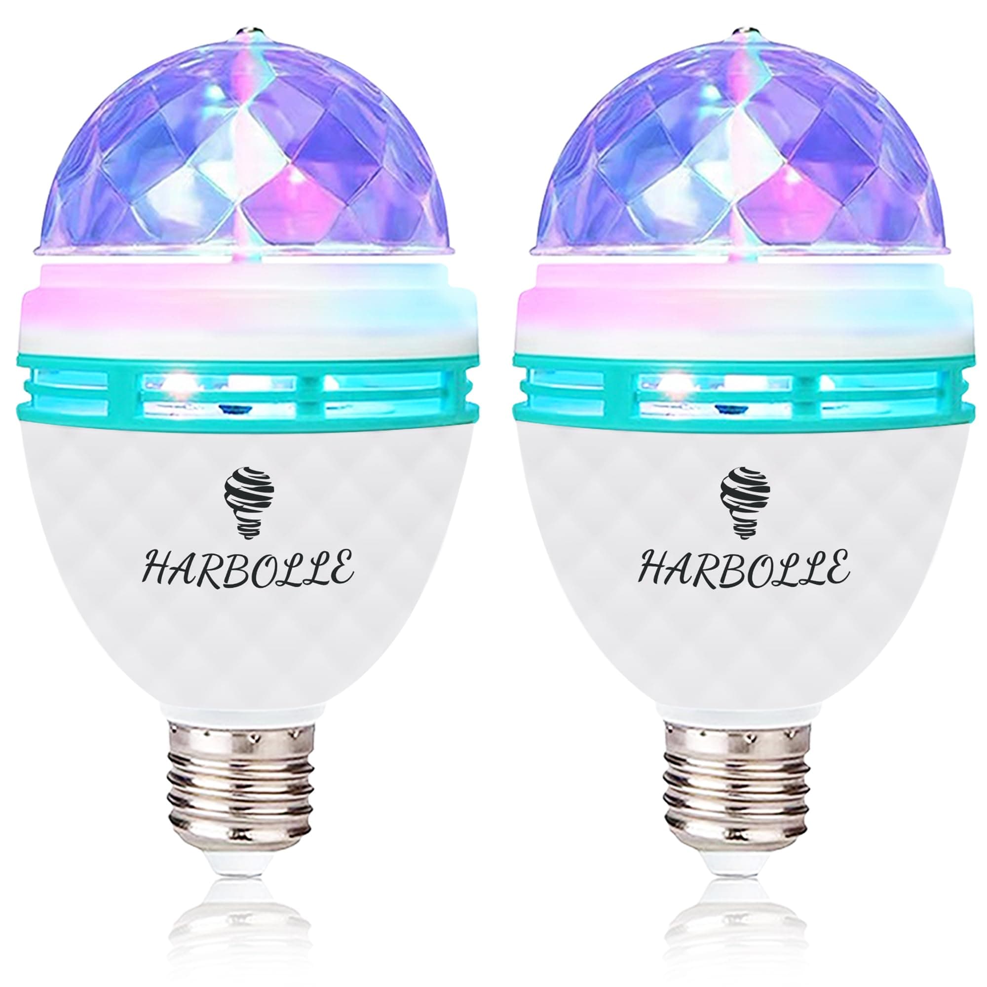 2 Pack RGB Color Rotating Bulb,E26/E27,LED Party Bulbs Colored Strobe Light Bulb Multi Crystal Stage Lights for Disco, Birthday Party Club Bar for Indoor Parties, Photography