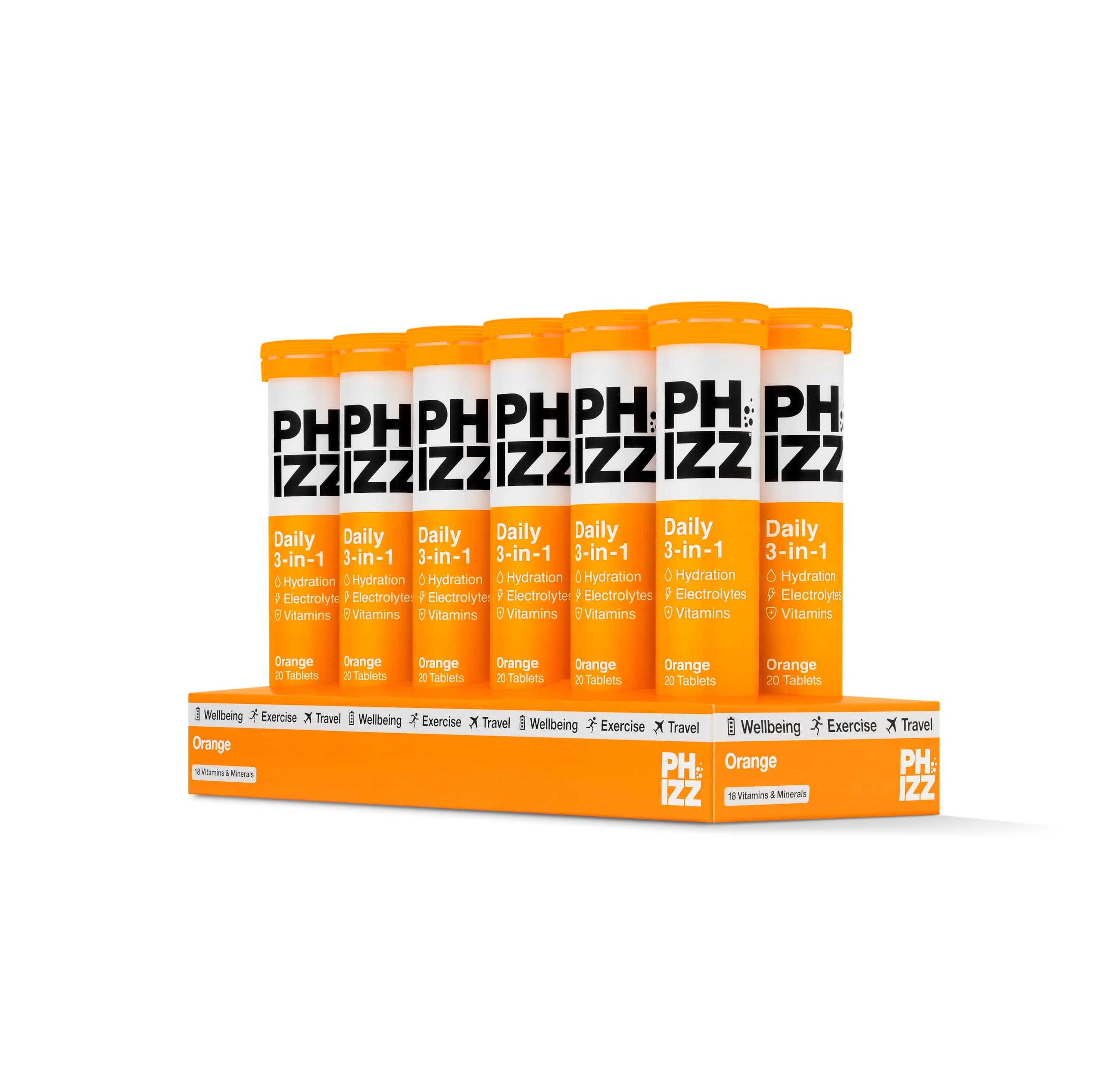 Phizz Electrolytes, Multivitamin & Hydration Tablets - 240 Effervescent Rehydration Electrolyte Tablets - 18 Vitamins & Minerals, Vitamin C, Vegan, Vegetarian & Low Calorie (Orange, 240 Tablets)