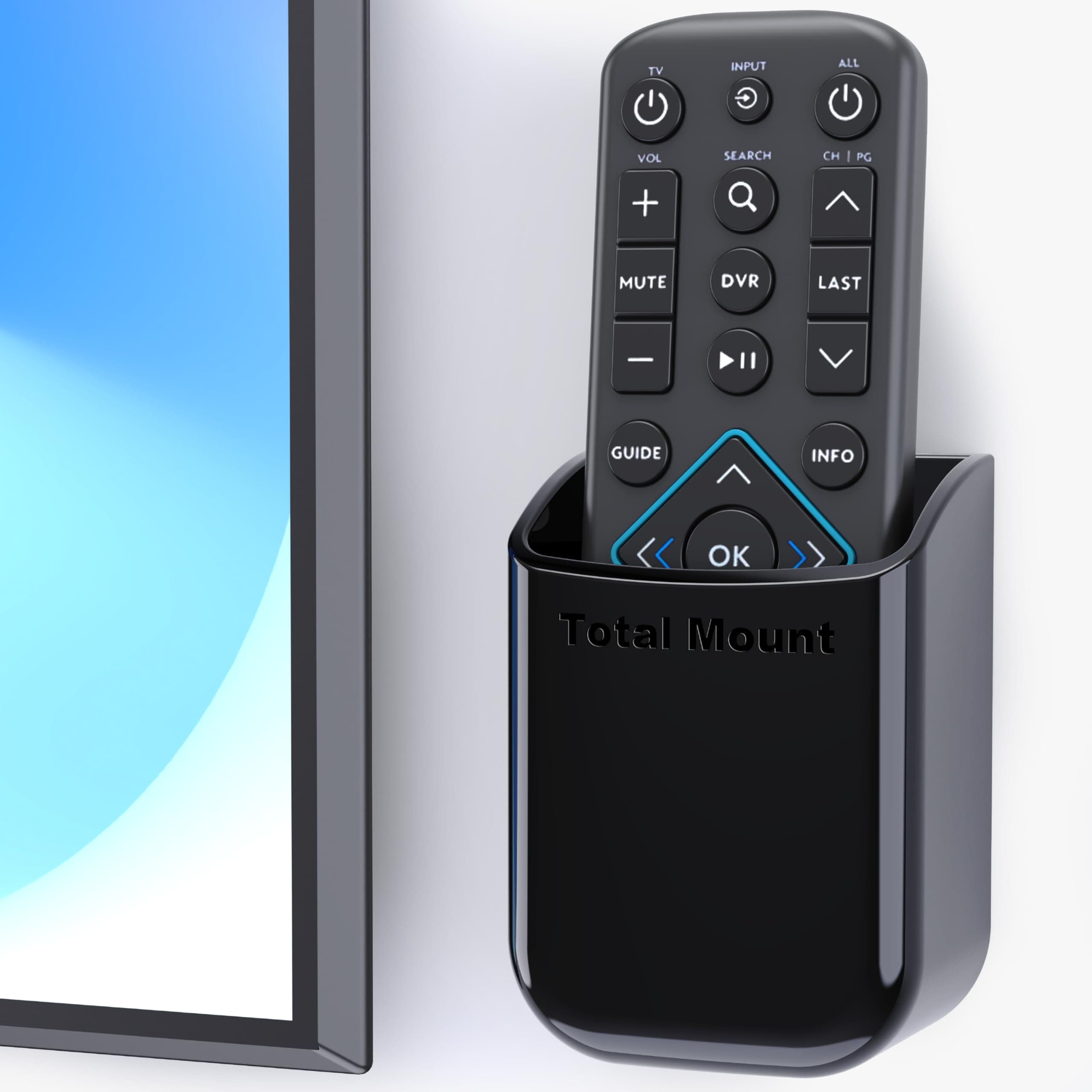 TotalMount Universal Remote Holder, TV/Table/Wall holder (One Remote per Holder), black