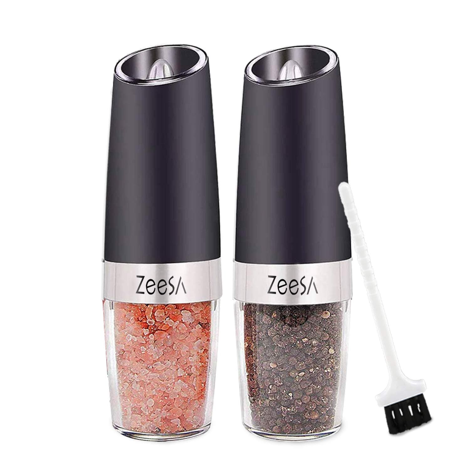 Electric Salt and Pepper Grinder Set Battery Powered Automatic Operated Pepper Grinder Gravity Salt and Pepper Mill Refillable with Light