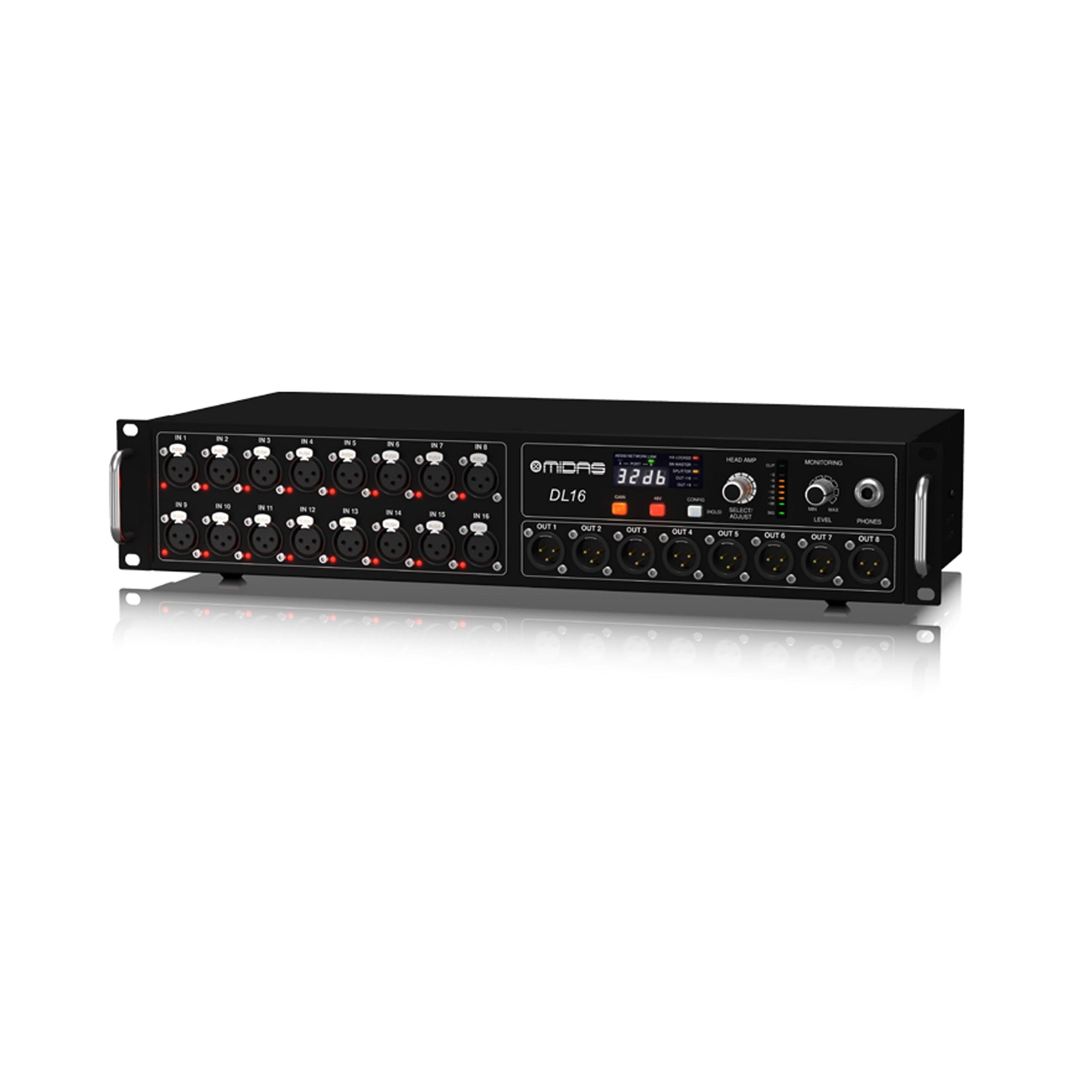 DL16 16 Input, 8 Output Stage Box with 16 Midas Microphone Preamplifiers, ULTRANET and ADAT Interfaces, Pc compatible only