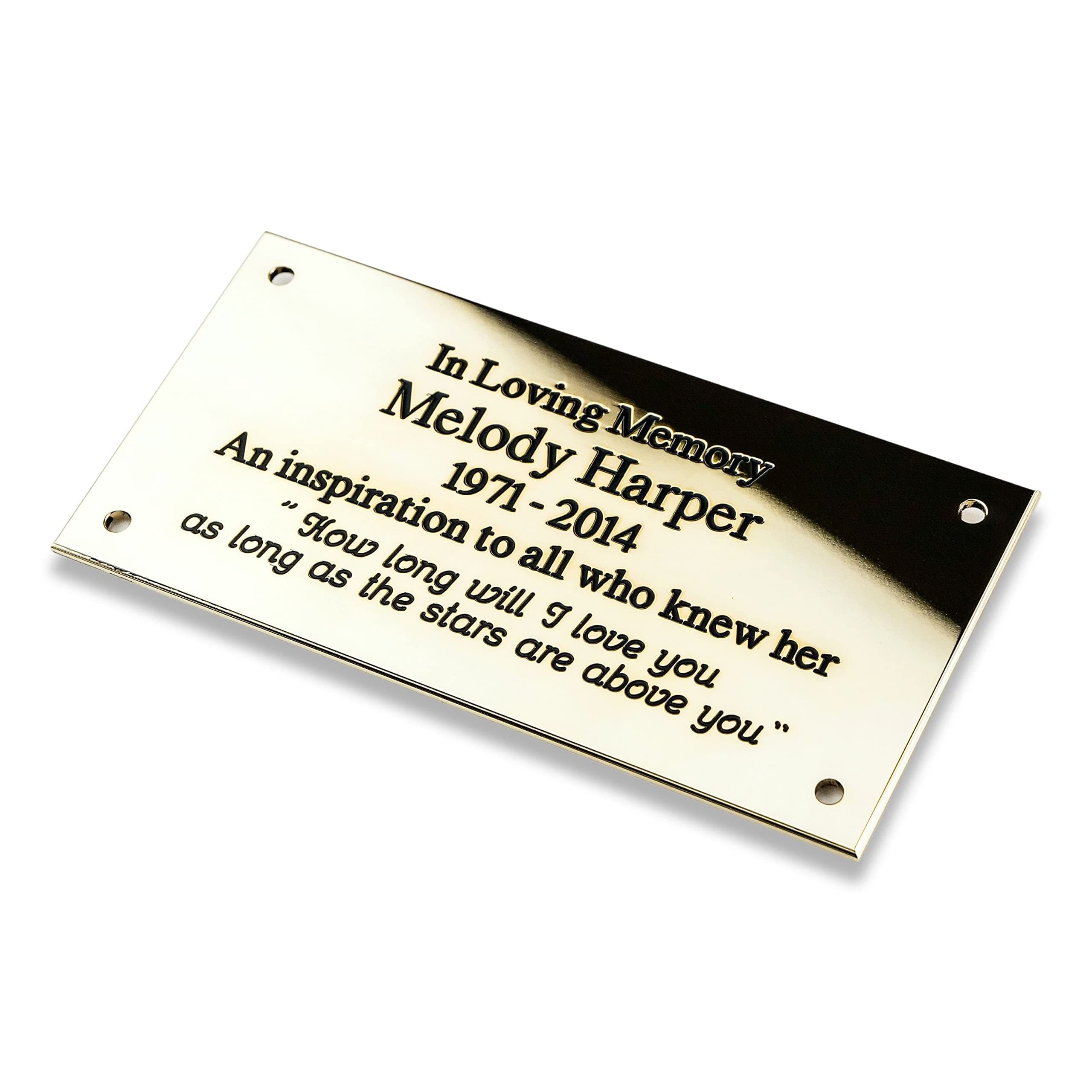 Engraving Studios 4" x 3" Rectangular solid brass engraved nameplate. Personalised engraved memorial plaque