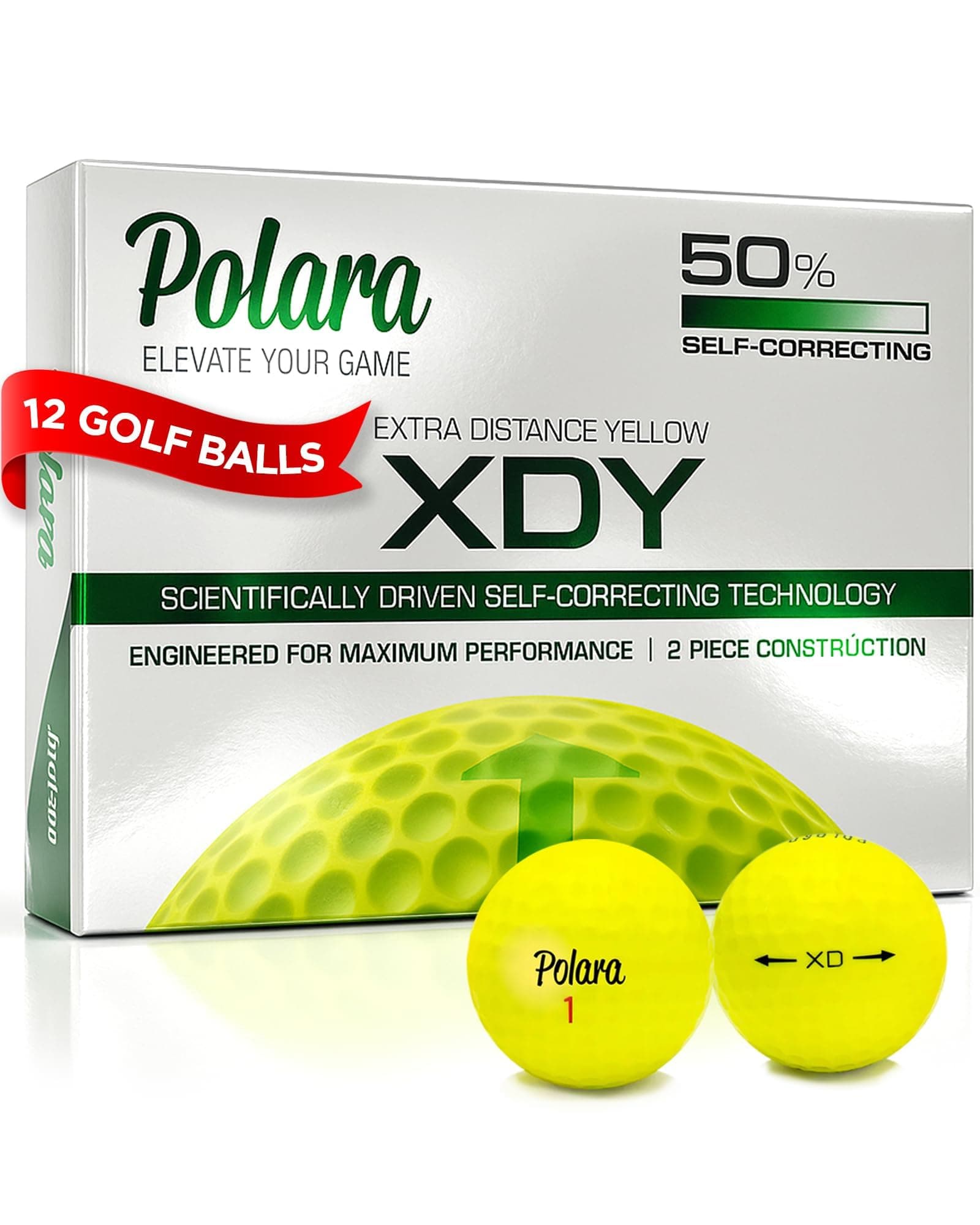 Polara Self-Correcting Golf Balls – High-Performance Golf Balls with Soft Feel, Anti-Slice & Hook Correction, Exceeds USGA Limits, Dimple Design for Maximum Distance, Golf Accessories for Men & Women