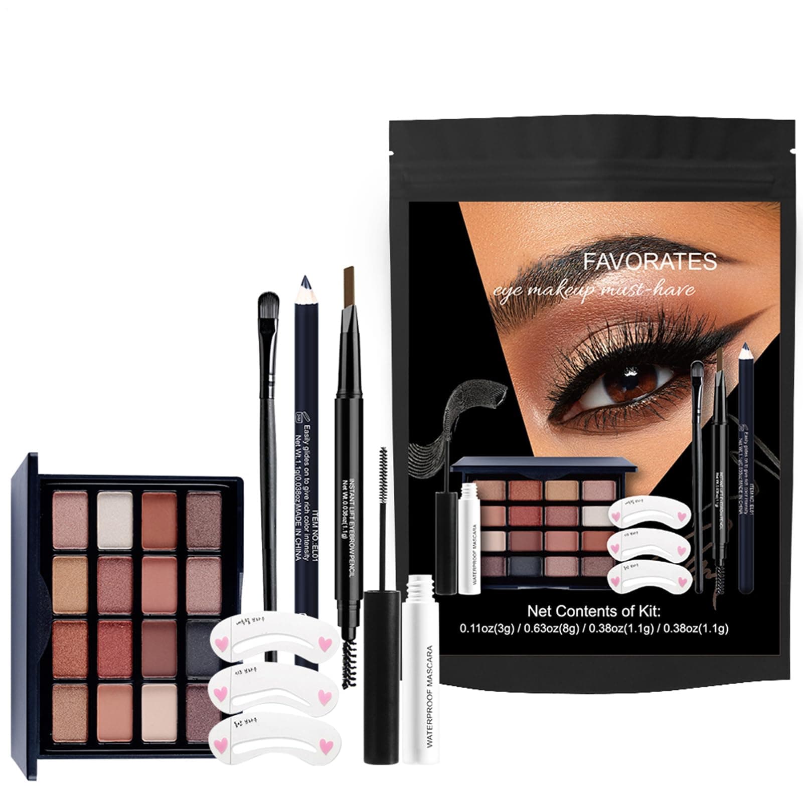 Eye Kit Makeup | Makeup Kit Small | Cosmetic Makeup Set | Create Stunning Eye Looks with Portable Eight Piece, Eyelid Makeups Kits Long Lasting, Waterproof Cosmetic Ideal for Women