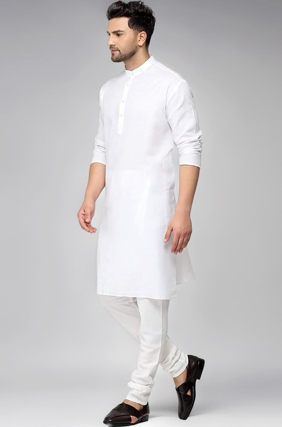 Multi Colored Cotton Plain Men's Ethnic Kurta Only