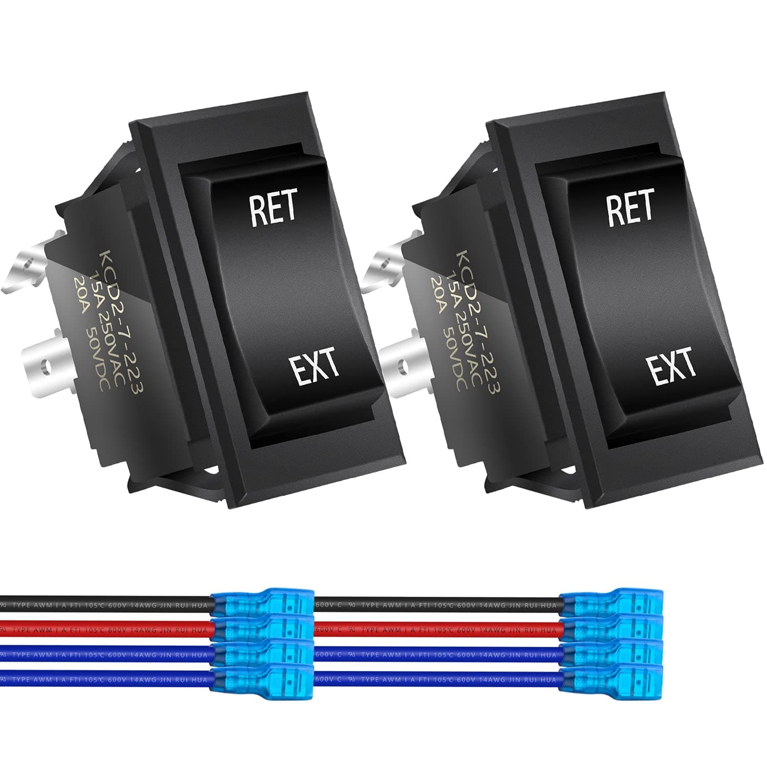 DAIERTEK Reverse Polarity Toggle Rocker Switch Dc Motor Control Rv Power Jack for 5th Wheel Tongue Trailer (2 Pieces)
