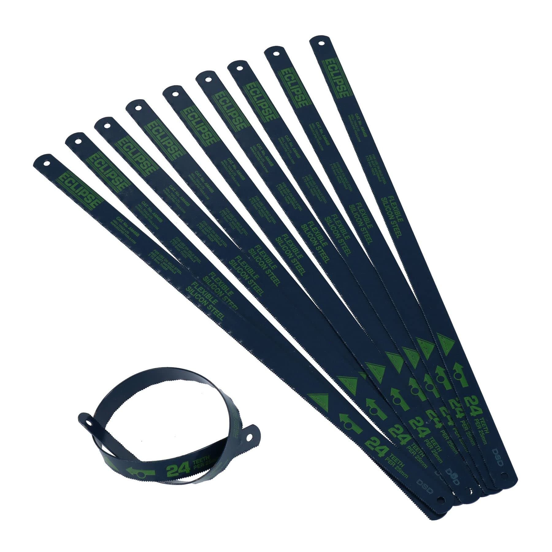 AB Tools 12” (300mm) Eclipse Flexible Shatterproof Hacksaw Blades 24 TPI 10 Pack