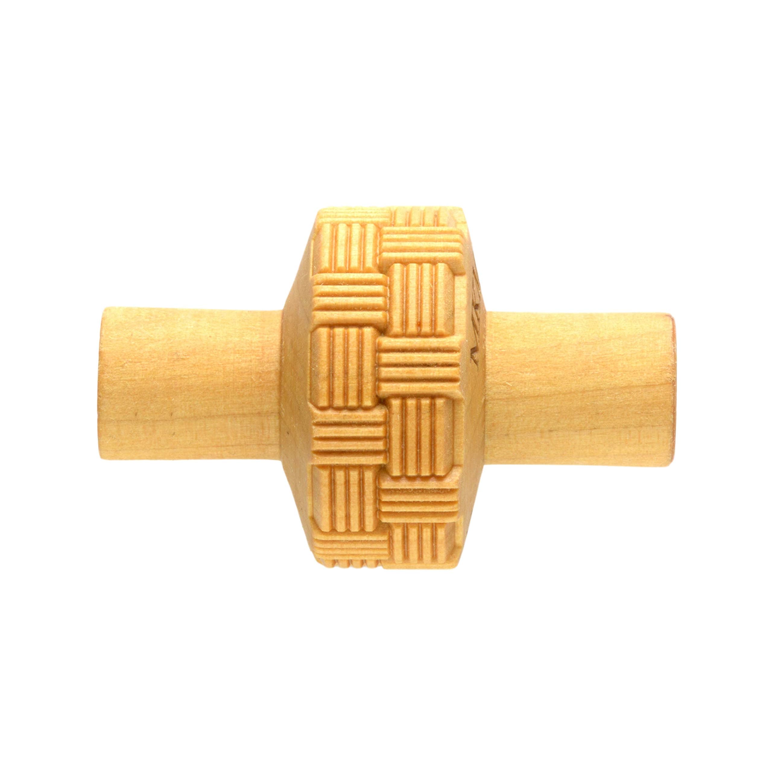 MKM Pottery Tools Wood Small Handle Rollers for Clay (RS-001 Basket Weave)