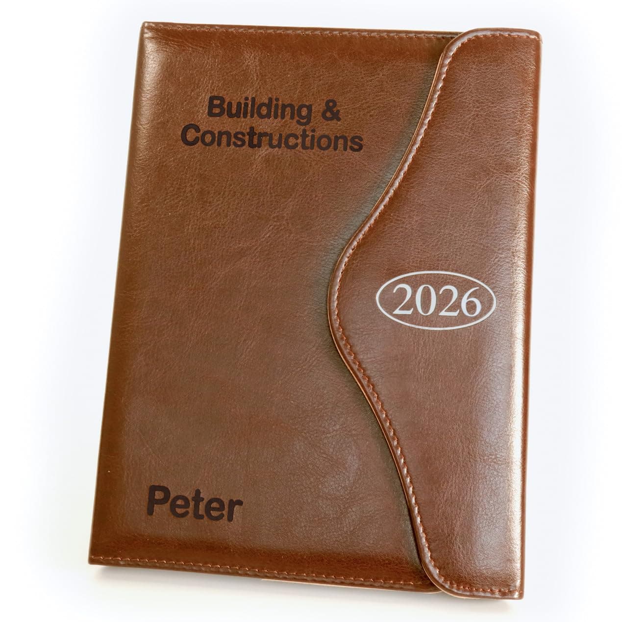 Personalised Custom Diary Organiser 2026 | Design A Truly Unique Gift | Laser Engraved PU Leather - A5 Brown