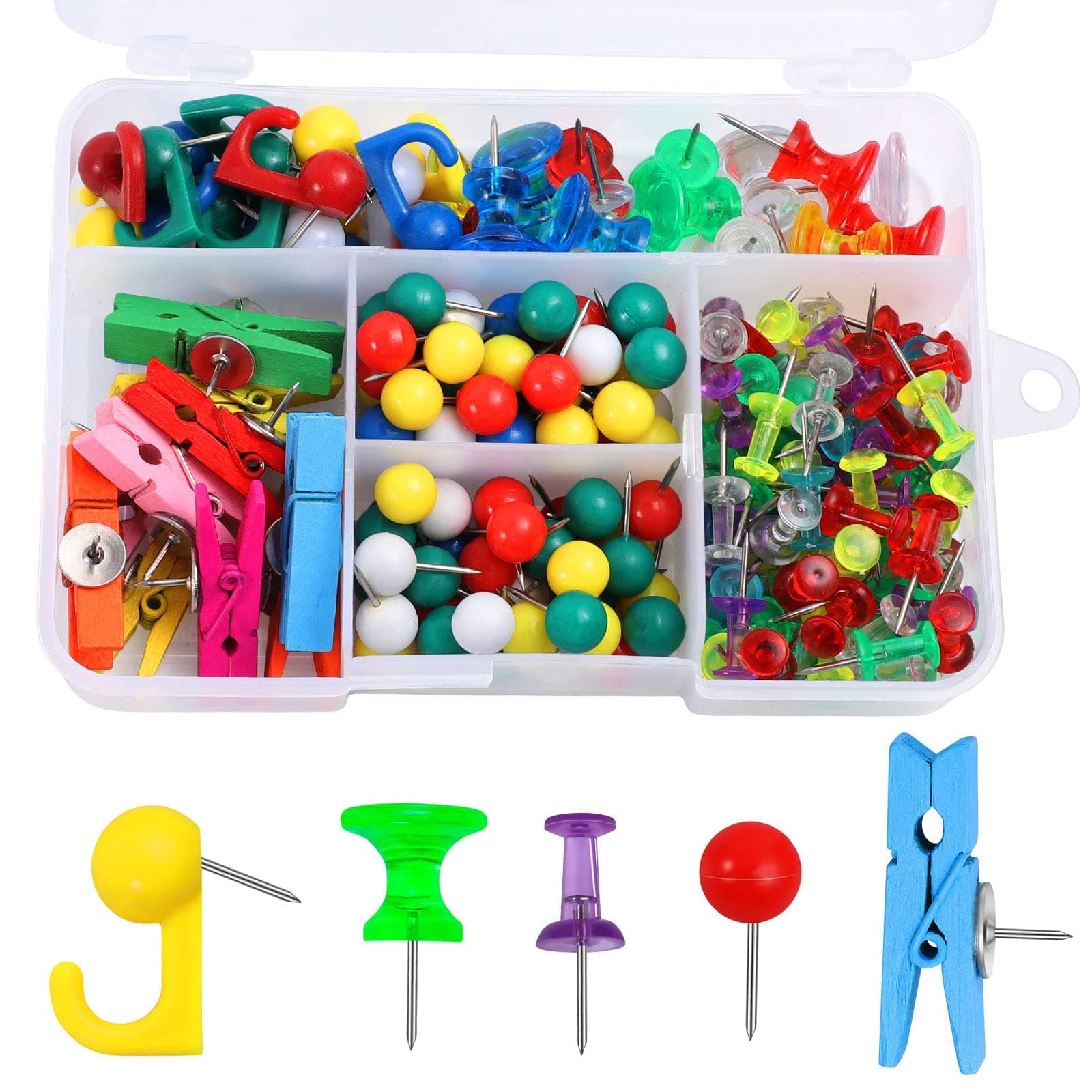 200 Pieces Multicolor Push Pins Set
