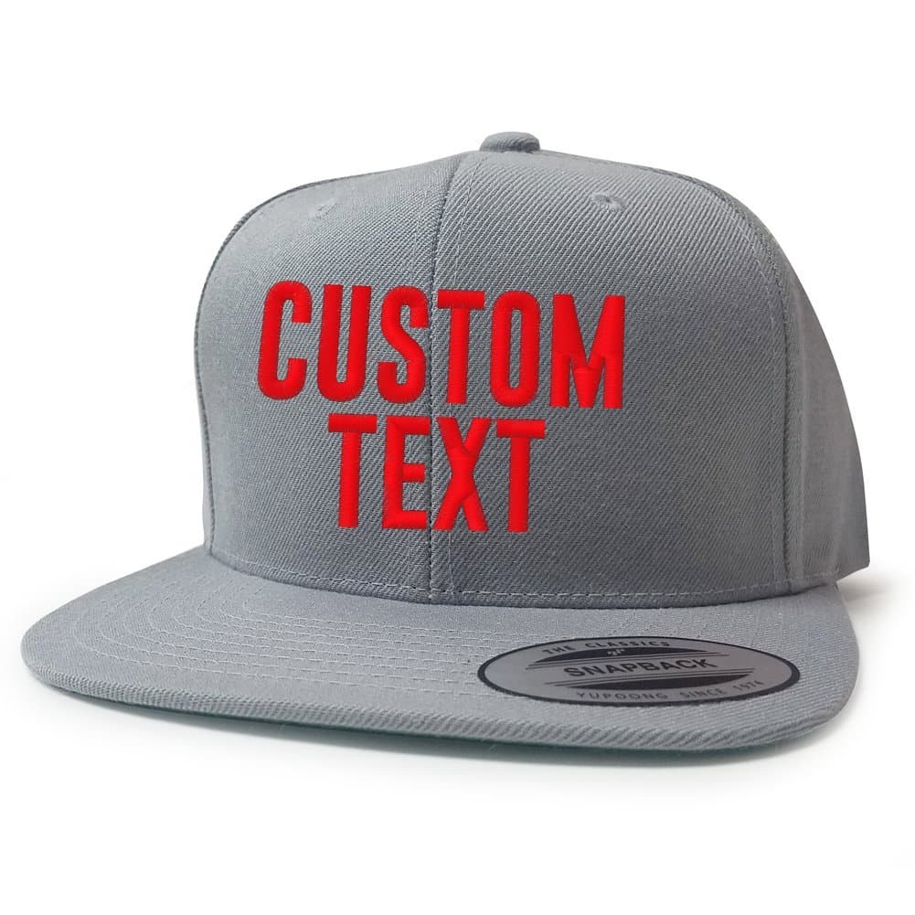 WUE Custom Embroidered Snapback. Your Own Text Flat Bill. Personalized Hat