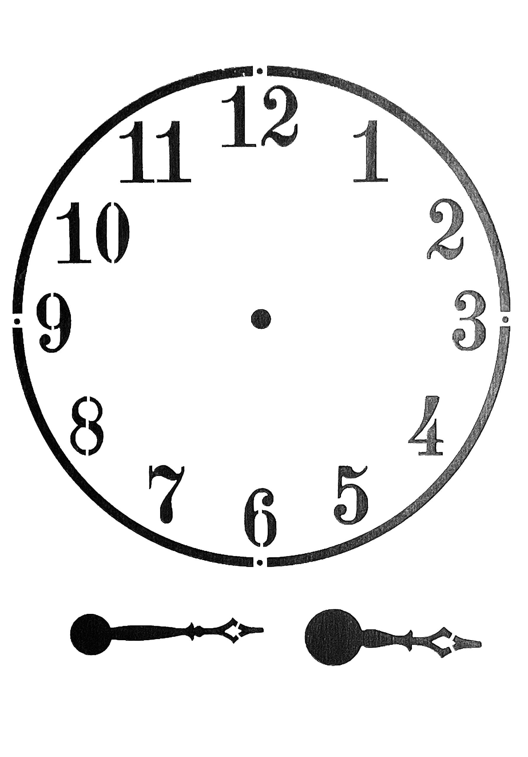 Clock Face with Old Numbers Stencil Template A3, Image Measures 250mm x 250mm Diameter