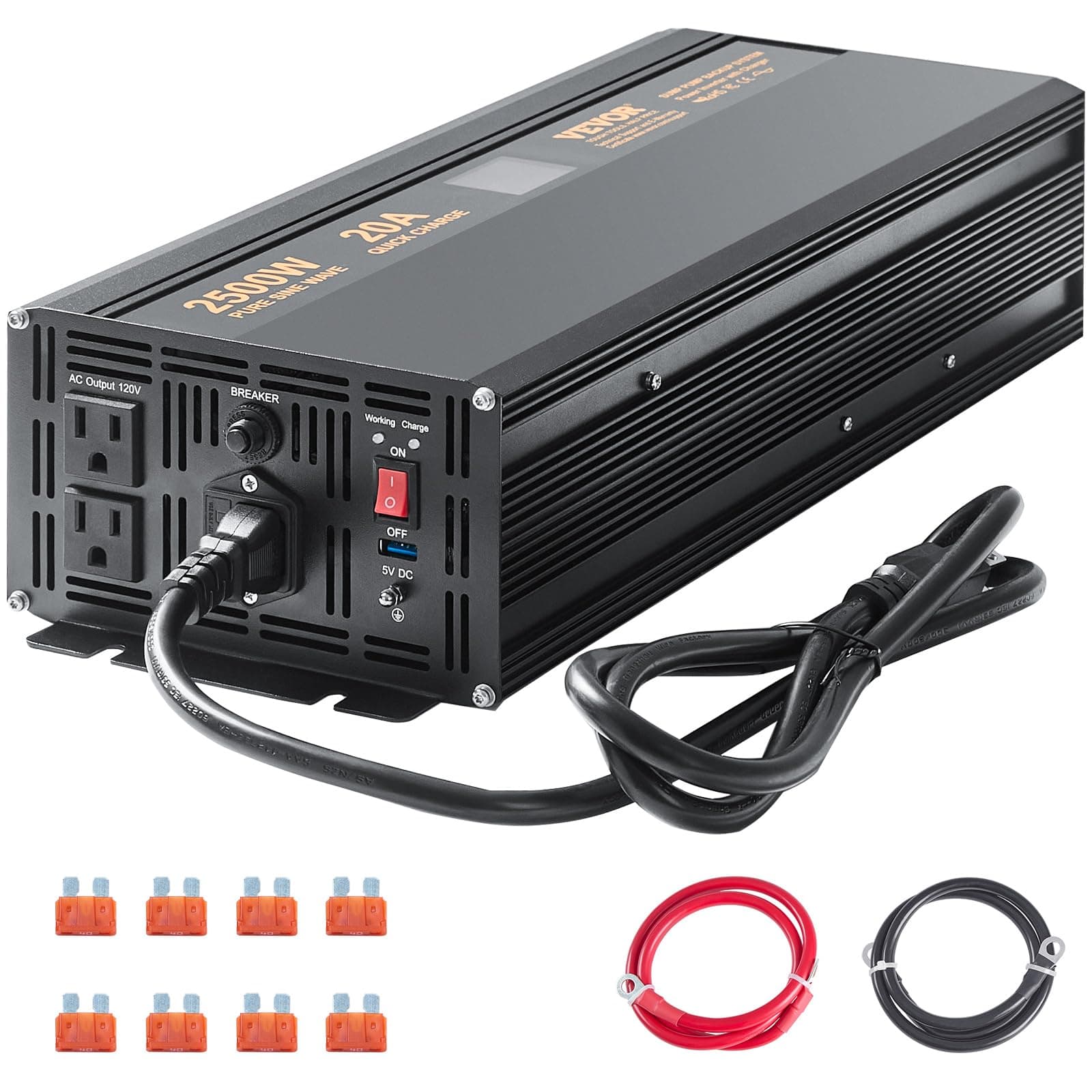 VEVOR 2500W Sump Pump Battery Backup System, LCD Display, Auto Switches to Battery Inverter Power for Continuous Sump Pump Operation, Sump Pump Battery Backup Inverter for Emergency and Power Outage