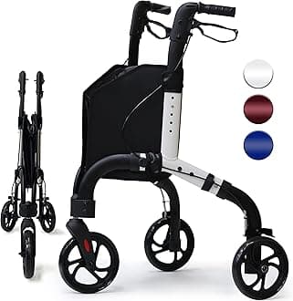 Retaoldth Premium 3 Wheel Rollator Walker for Seniors, Lightweight Foldable Elderly Three Wheeled Rollator with Storage Bag, Mobility Aid Rolling Walker