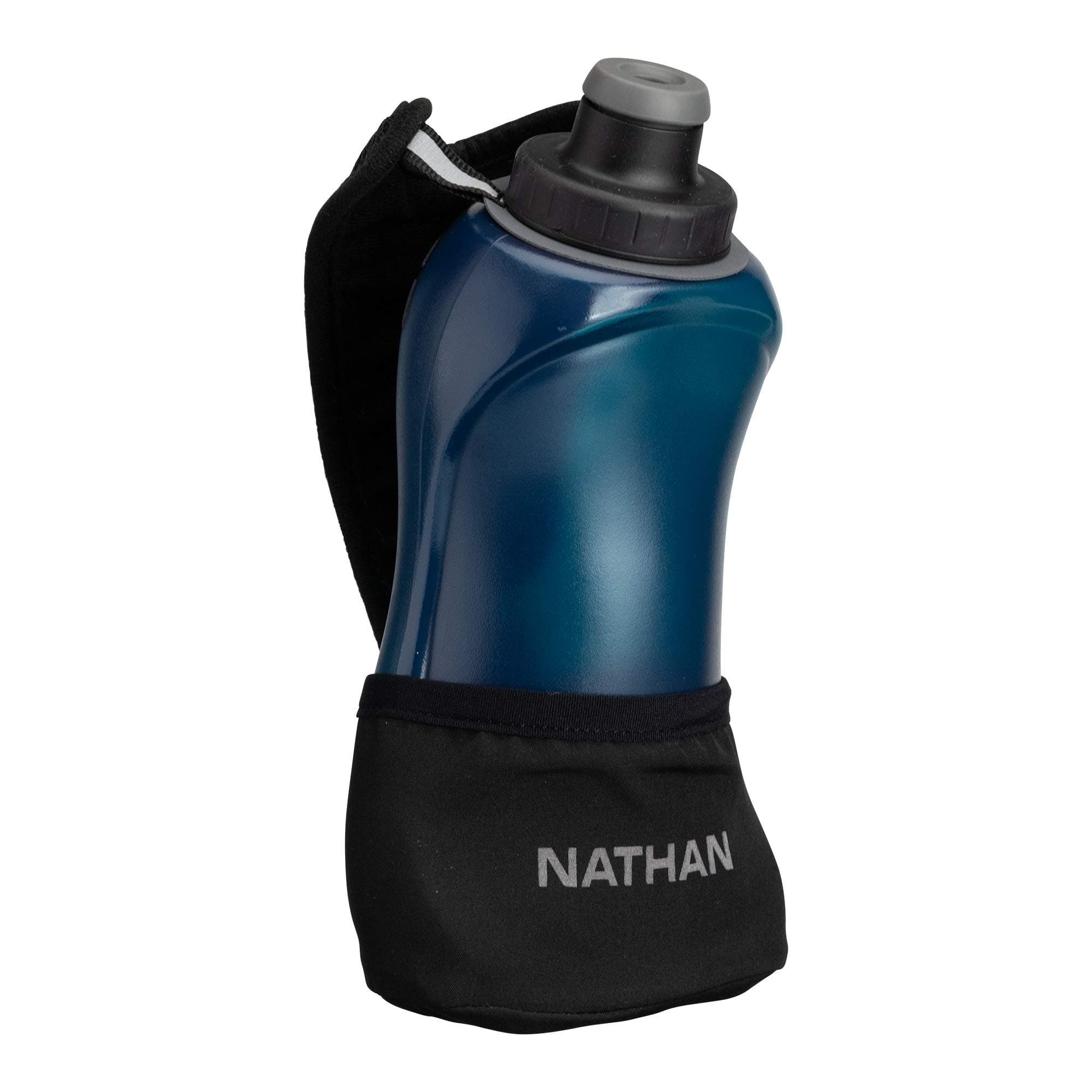 Nathan Running Handheld Water Bottle Adjustable No-Grip Quick Squeeze Lite Hand Strap. Reflective Hydration
