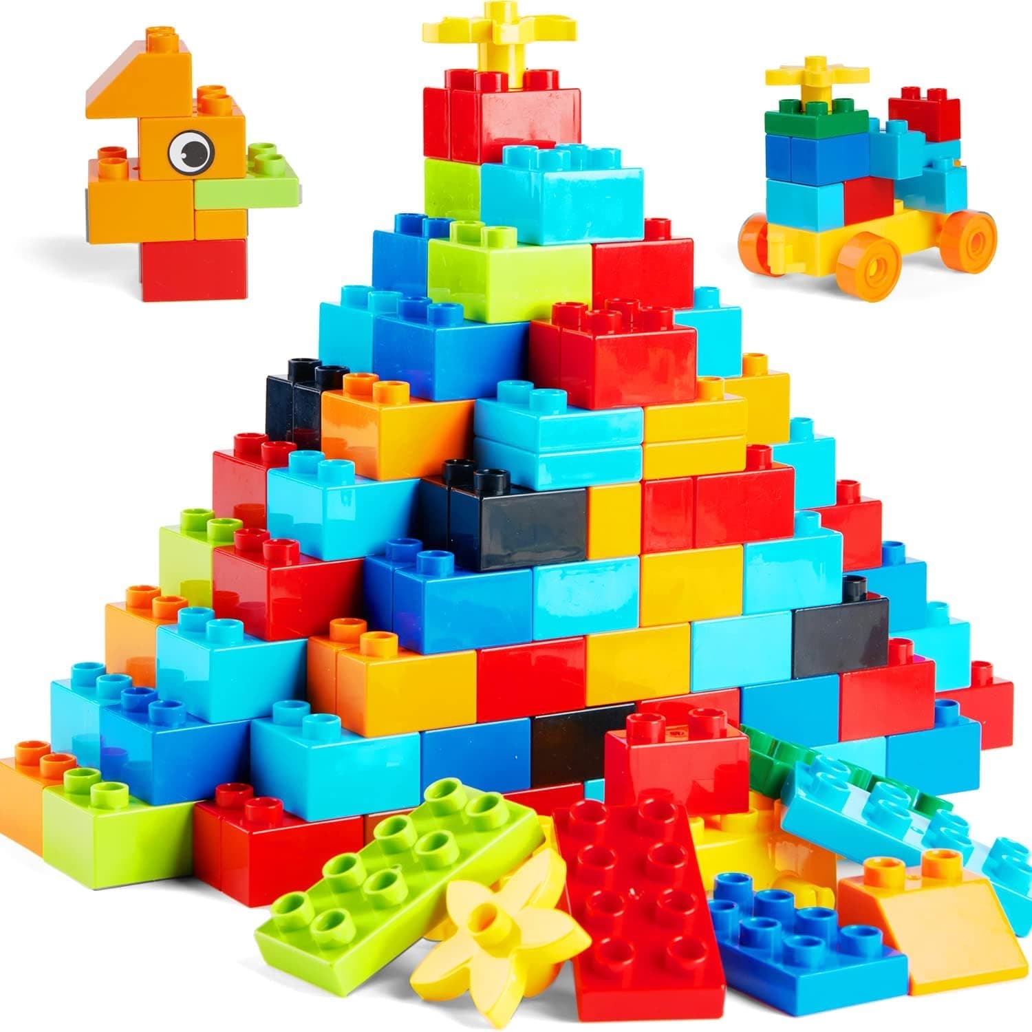 Classic Big Building Block Set, Large 240 Pieces Building Bricks, Compatible with All Major Brand Bulk Bricks, Toddler STEM Toys for Boys Girls Age 3 4 5 6 Years Old