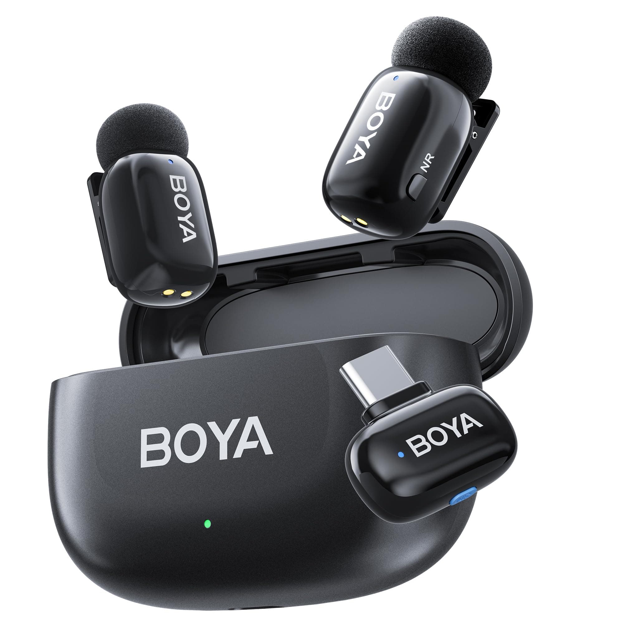 BOYA Mini 2 Wireless Lavalier Microphone for iPhone15/16 Android USB-C Plug, 2 Ultra Mini Mic with AI Noise Cancellation, App Control, Lapel Microphone for Vlogging TikTok YouTube Content Creators