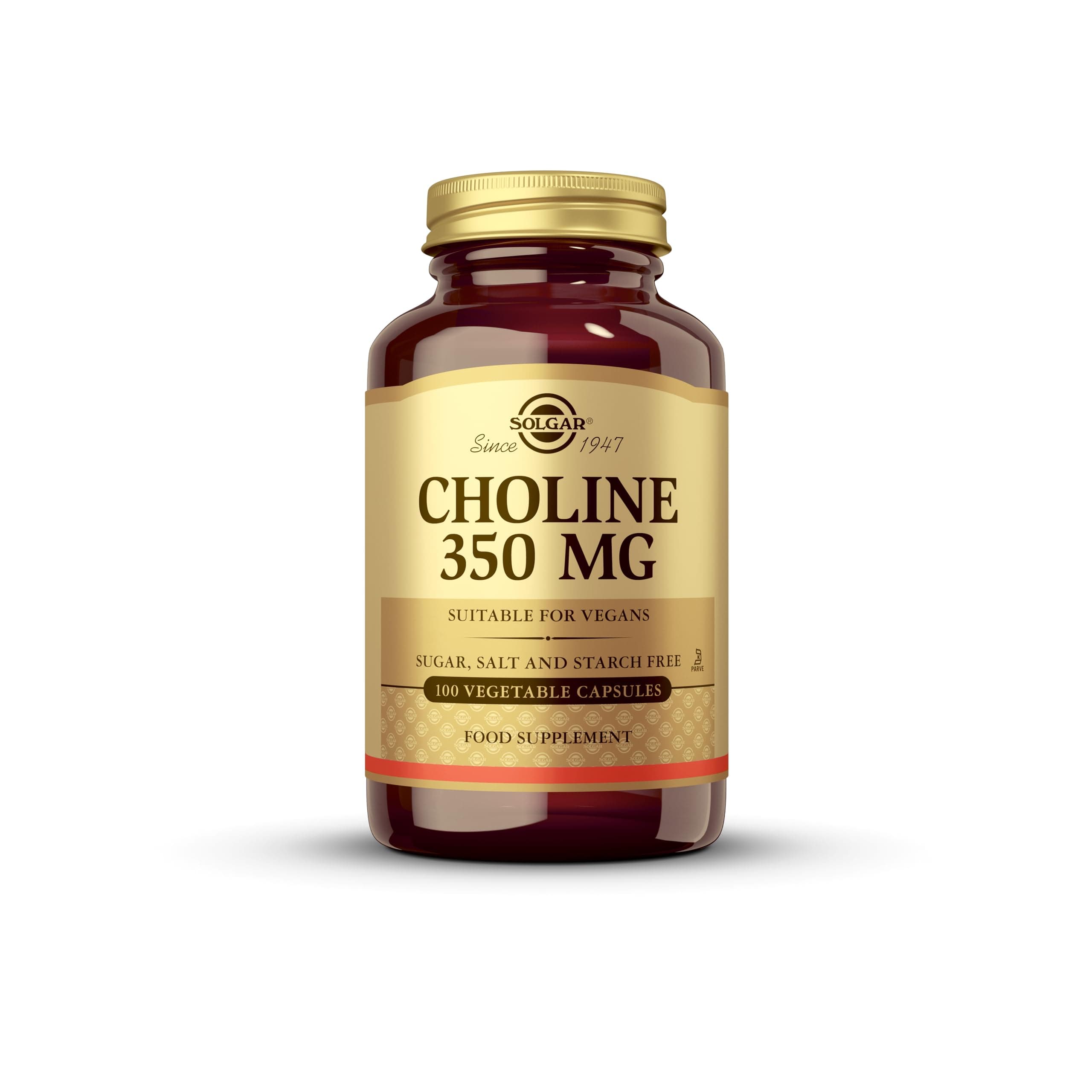 Solgar Choline Vegetable Capsules, 350 mg, 100 Count