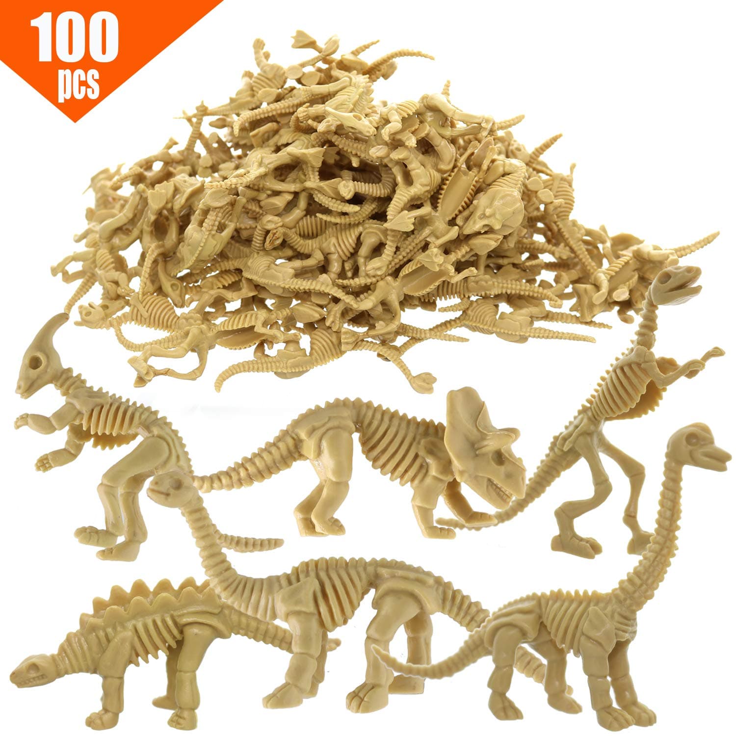 100 pcs Mini Dinosaur Fossil Skeleton Figures