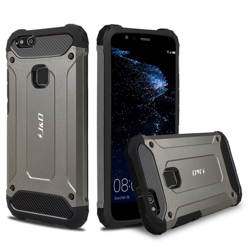 P10 light Case J & D, dual layer, heavy duty, hybrid, shock proof case cover for Huawei P10 Lite.