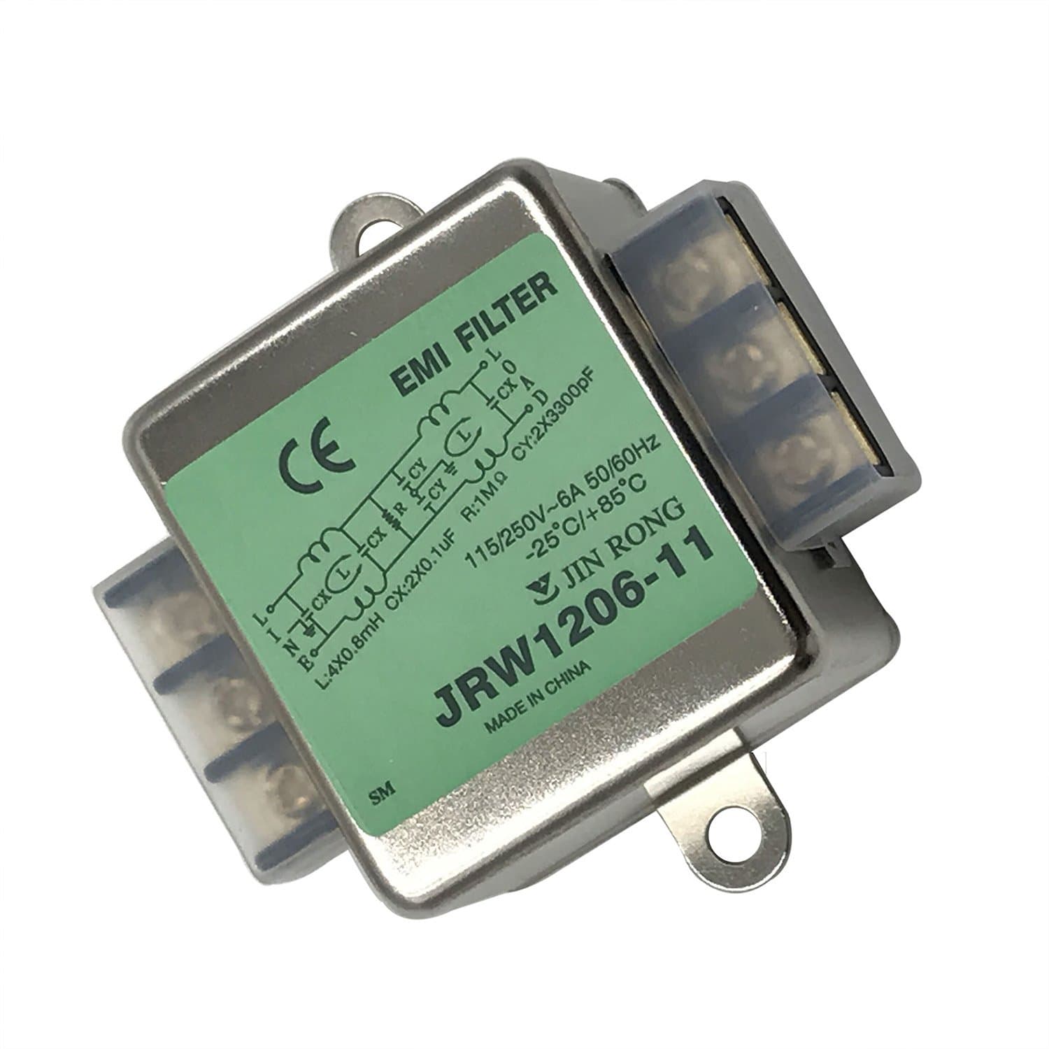 Noise Suppressor Power EMI Filter Termianl Single-Phase Line-Conditioner JIN RONG AC 115/250V 6 Amp JRW1206-11