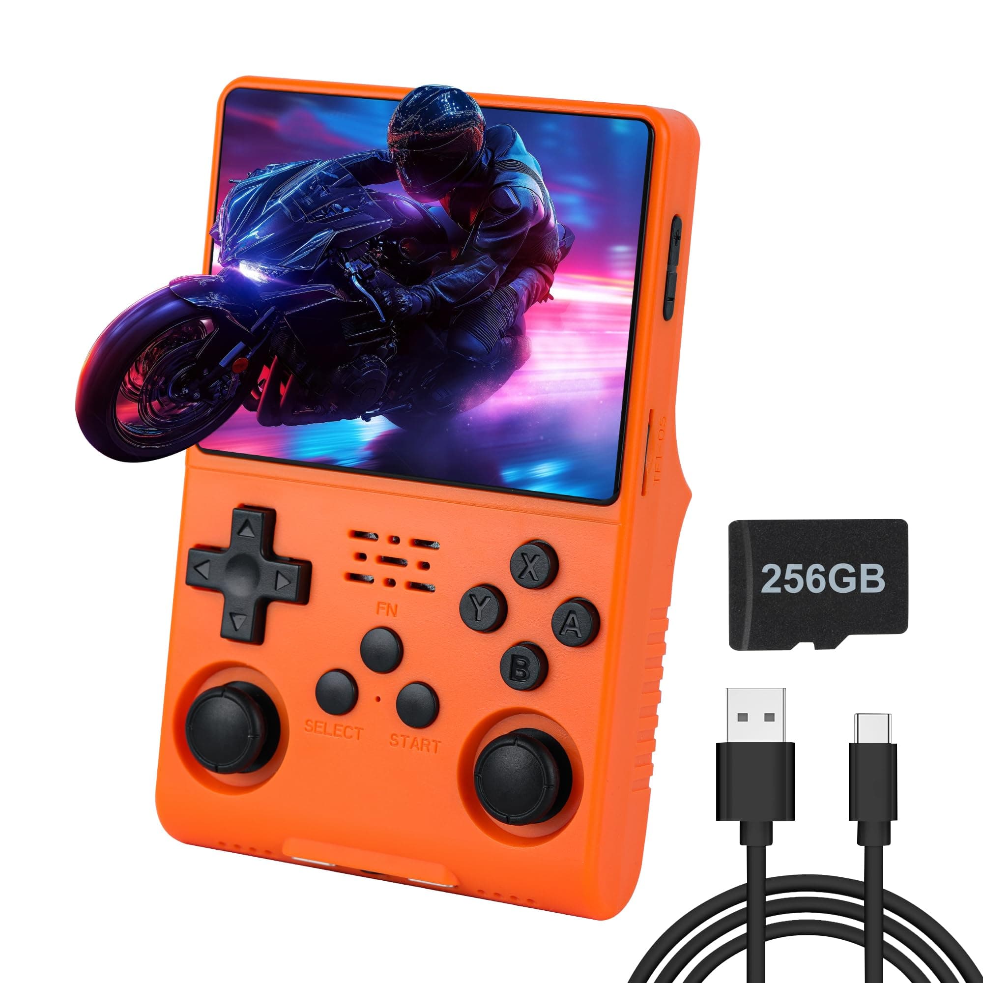 R40S Pro Handheld Game Console, Over 30,000 Pre-Installed Games, More Than 20 Retro Emulator Systems, 3.5 inch IPS Full-View HD Screen，256GB (Yellow)