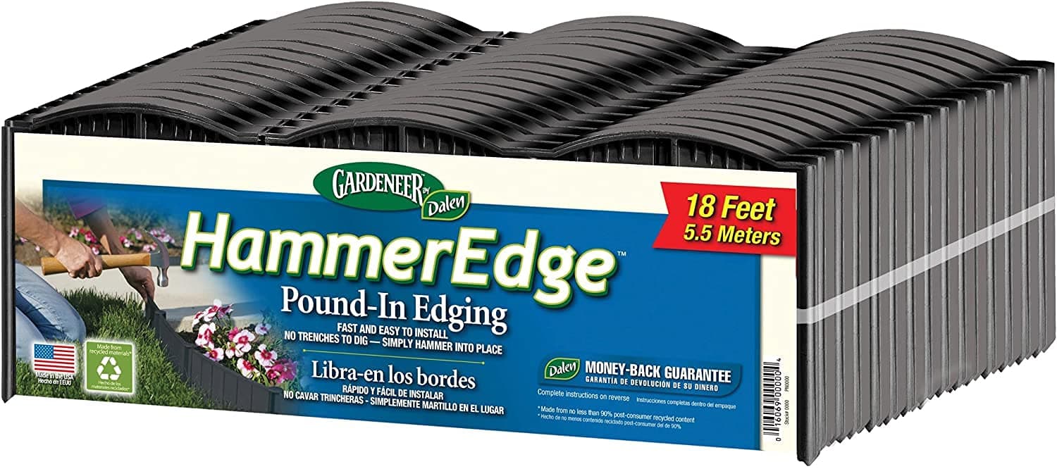Dalen HammerEdge Pound in Edging - 16 Durable Interlocking Pieces -18 feet of Coverage - Made in USA - Easy to Install - 1 Pack