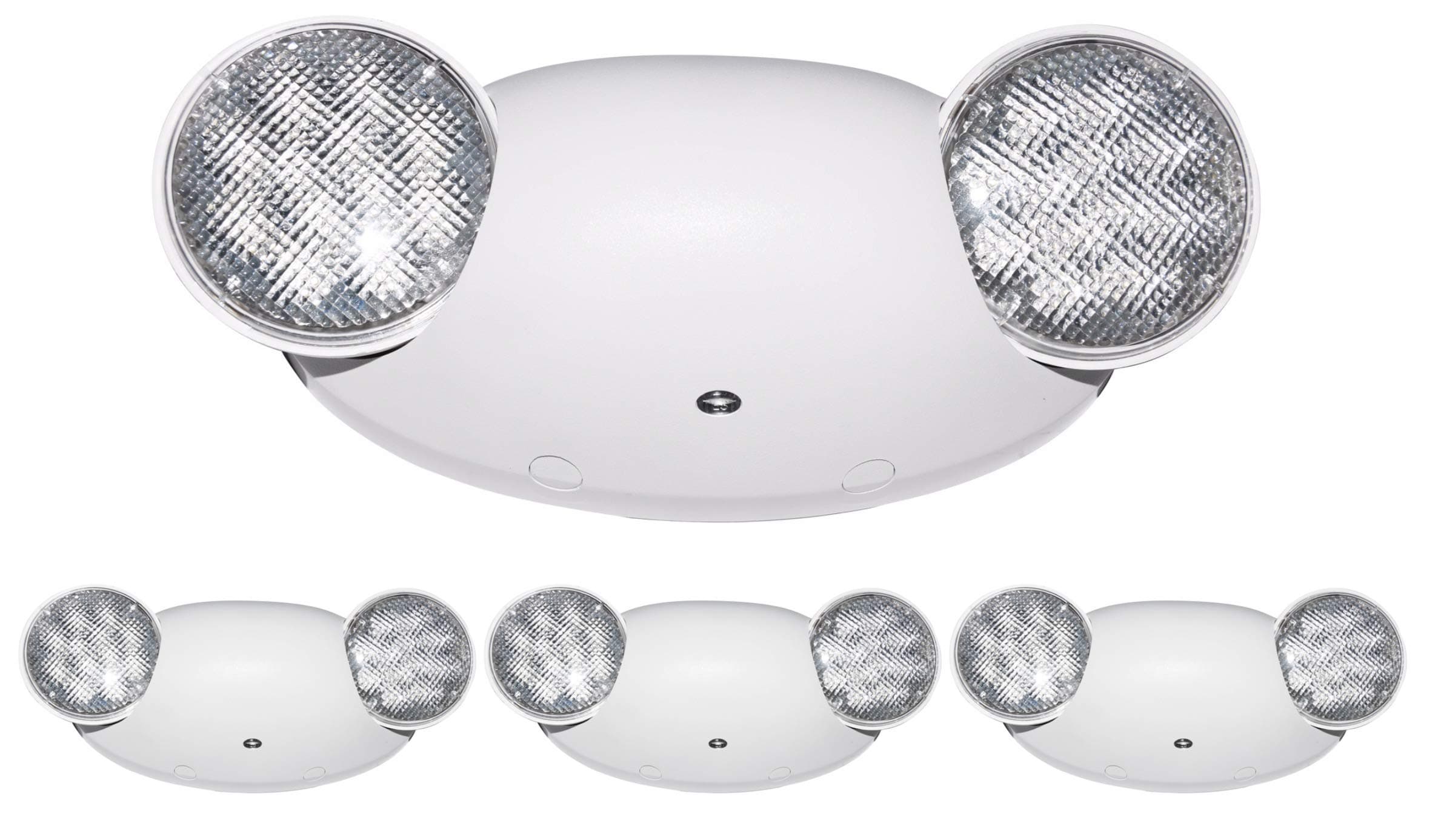 YaoKuem LED Emergency Exit Lighting Fixtures with 2 LED Bug Eye Heads and Back Up Batteries- US Standard Emergency Light, UL 924 and CEC Qualified, 120-277 Voltage (4-Pack)