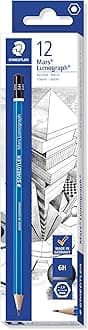 STAEDTLER 100-6H Mars Lumograph Graphite Pencils for Drawing & Sketching - 6H (Box of 12), grey