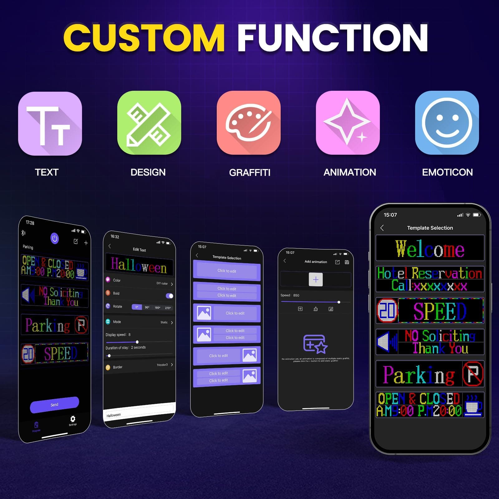 31”×8” Programmable LED Sign, 24V/2A Ultra Bright Full Color Bluetooth APP Control, Custom Text Pattern Animation Scrolling LED Digital Sign for Store Office Retail