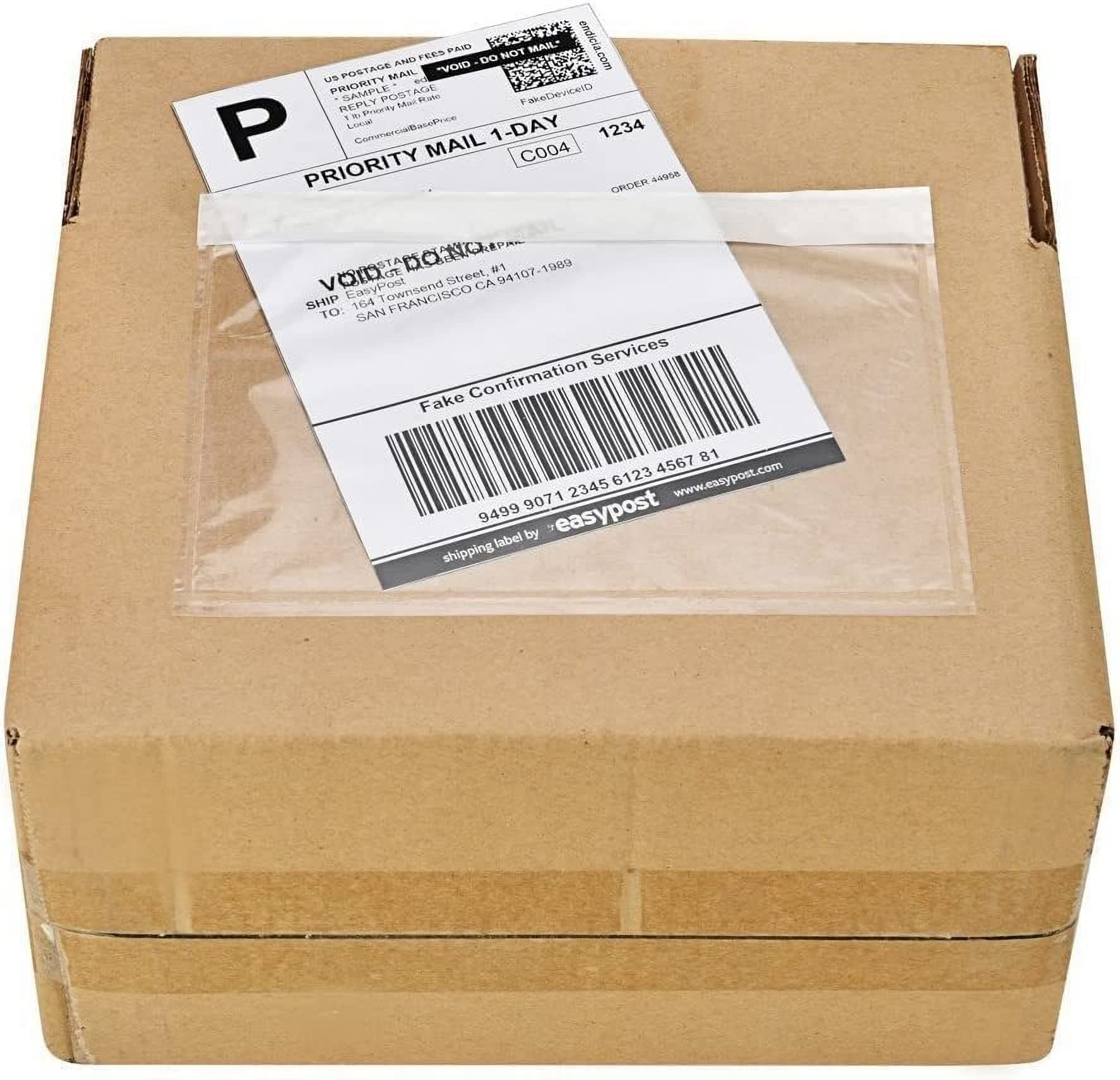 RBHK 7.5" x 5.5" Clear Adhesive Top Loading Packing List / Shipping Label Envelopes (200 Pack)