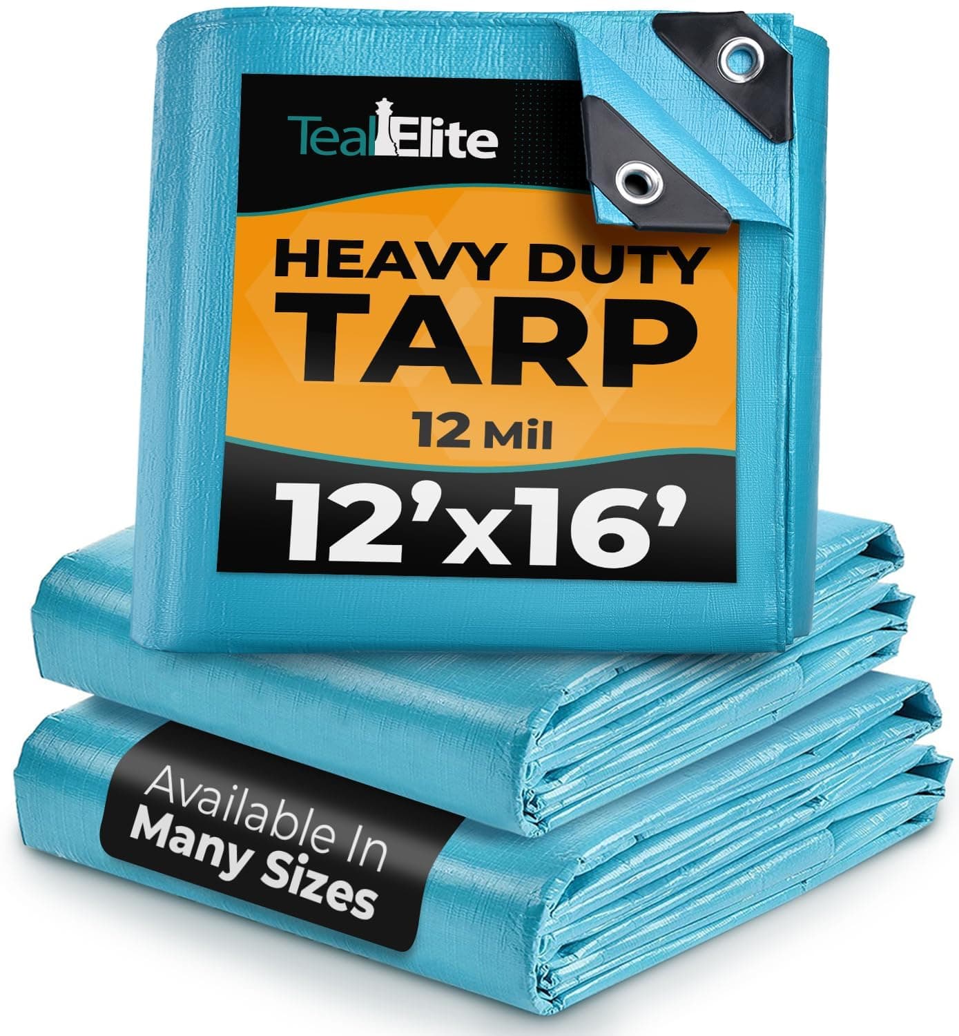 Tarps Heavy Duty Waterproof 12x16-12 mil Thick Camping Tent - Blue Tarp 12x16 UV Resistant, Rip & Tear Proof with Metal Grommets – Multipurpose Use for Camping, Tent, Boat, RV, Car, & Pool Cover