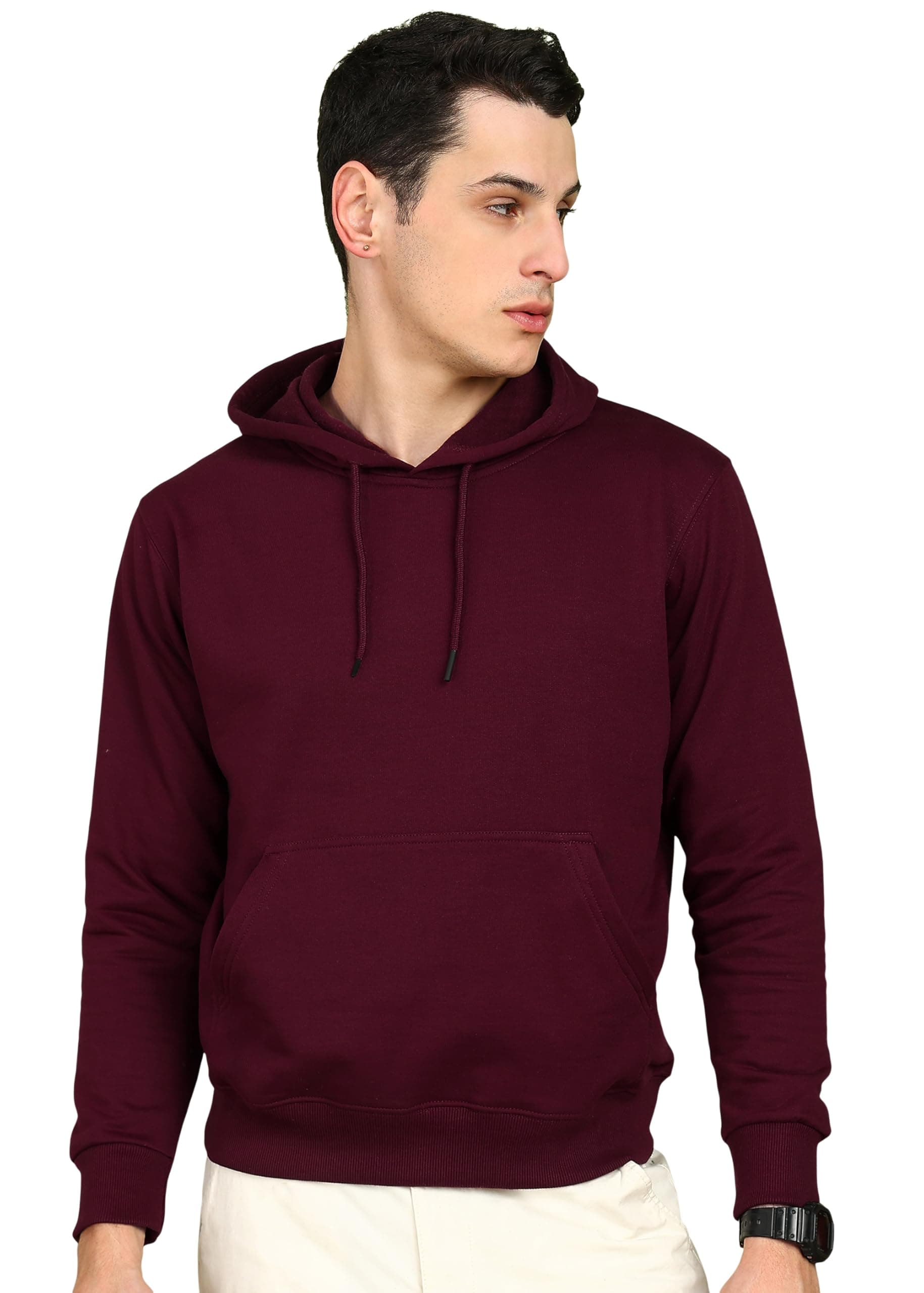 Men’s Solid Hooded Sweatshirt | Drawstring Hood, Kangaroo Pocket, Ribbed Hem | Regular Fit | Sizes S–5XL | Multiple Colors