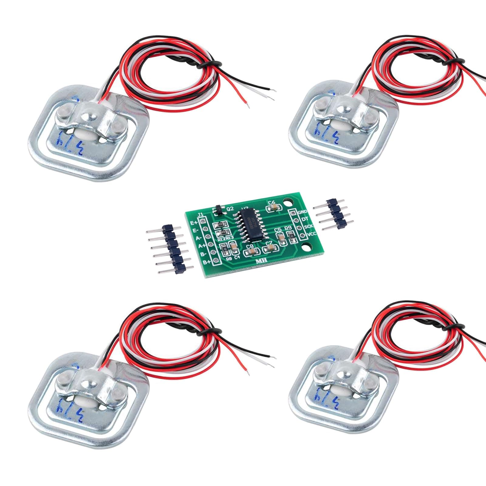4pcs 50kg Half-Bridge Load Cell Body Scale Weighting Sensor + 1pcs HX711 AD Weight Module Geekstory