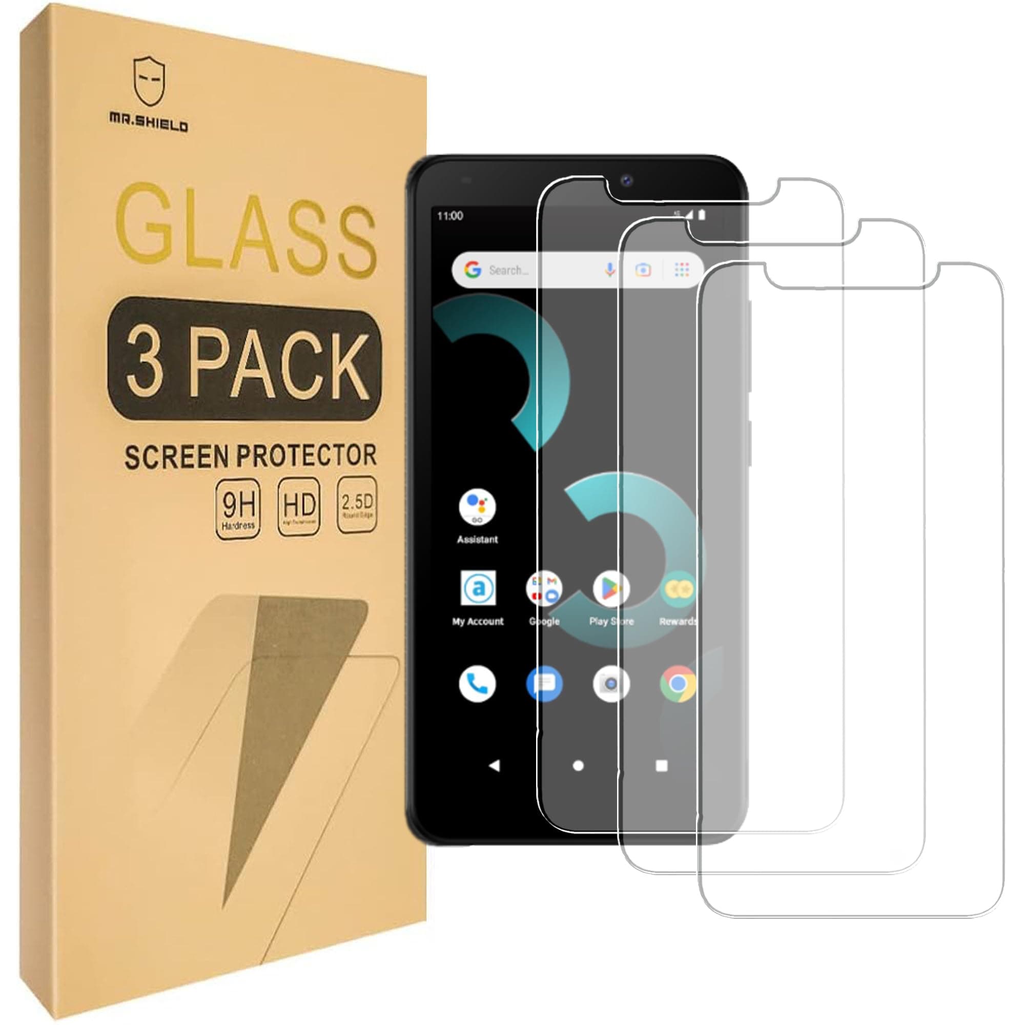 (3 Pack) for Ans Koobee K100 SL004T Screen Protector Tempered Glass，Case Friendly [9H Hardness][High definition Anti Scratch ]