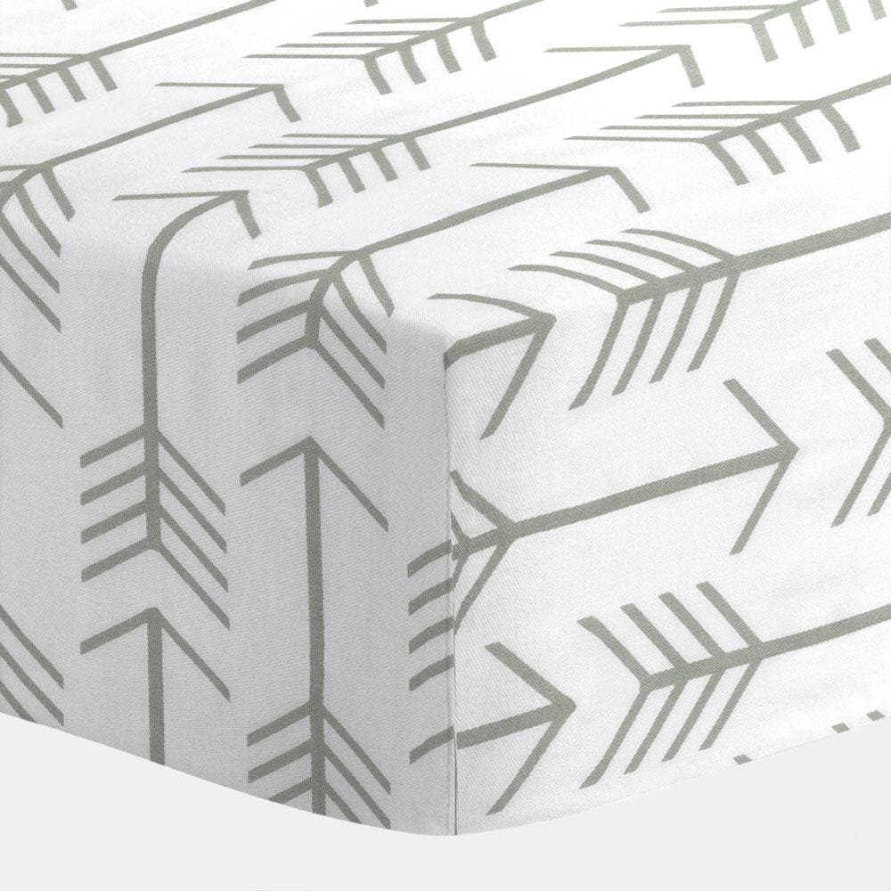 White and Gray Arrow Crib Sheet