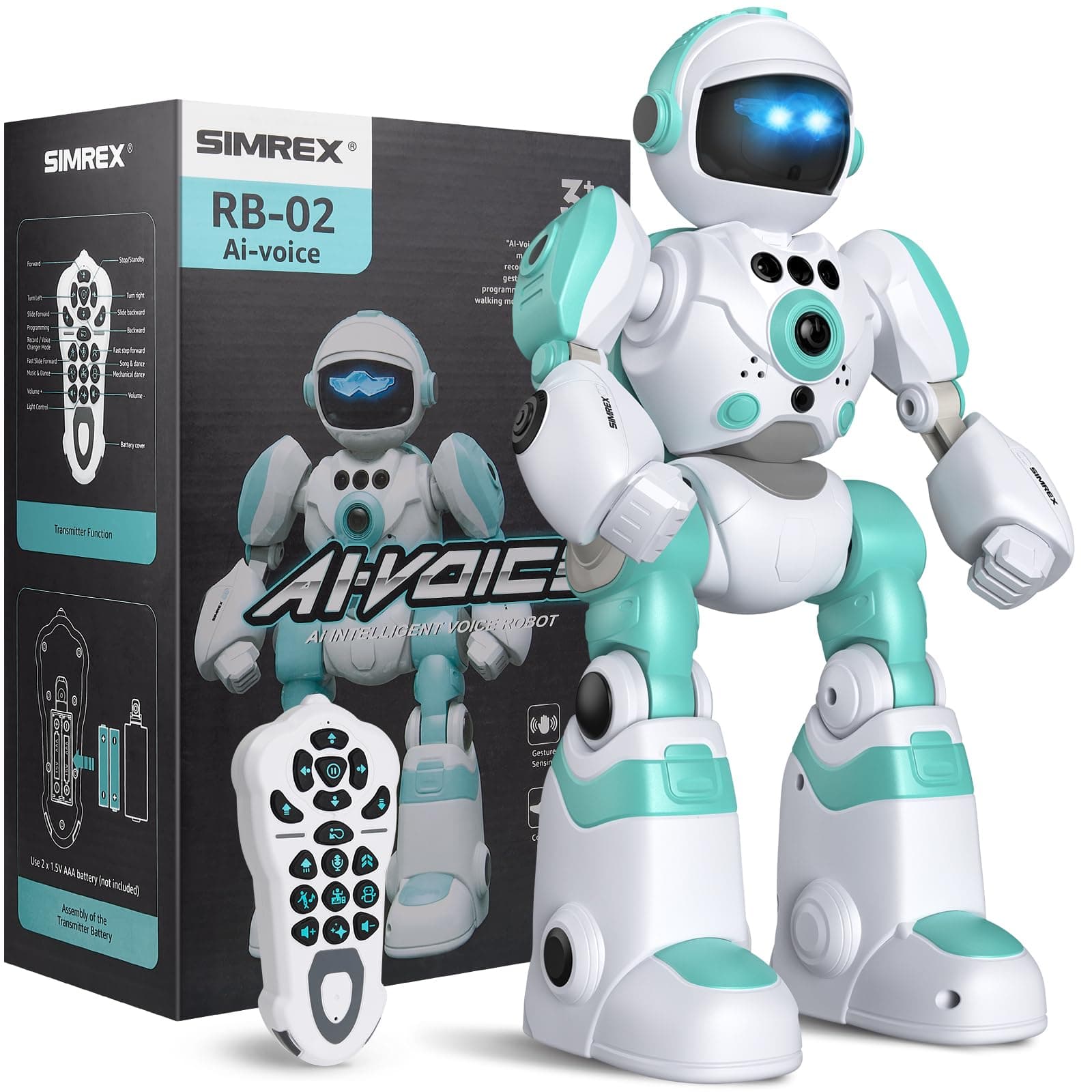 SIMREX Kids Robot Toys, Remote Control Robot, Programmable with Recorded Voice Music Dance Gesture Control, Gift for Toddler Boys and Girls