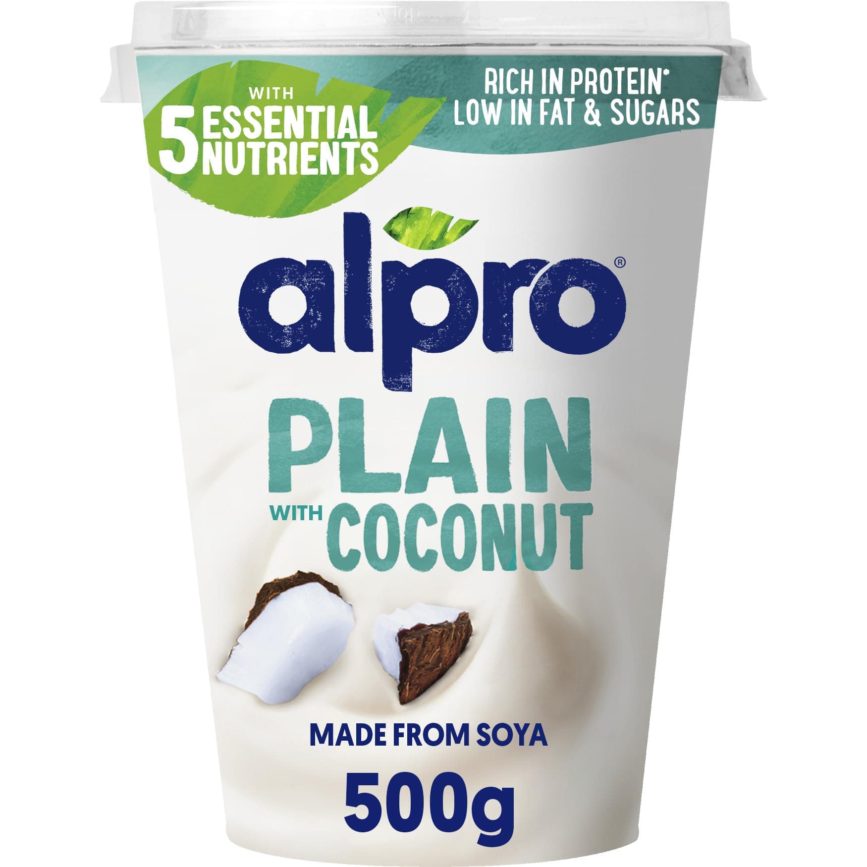 Alpro Plain with Coconut, Plant-Based & Soya Yoghurt Alternative, Vegan & Dairy Free, Big Pot, 500g