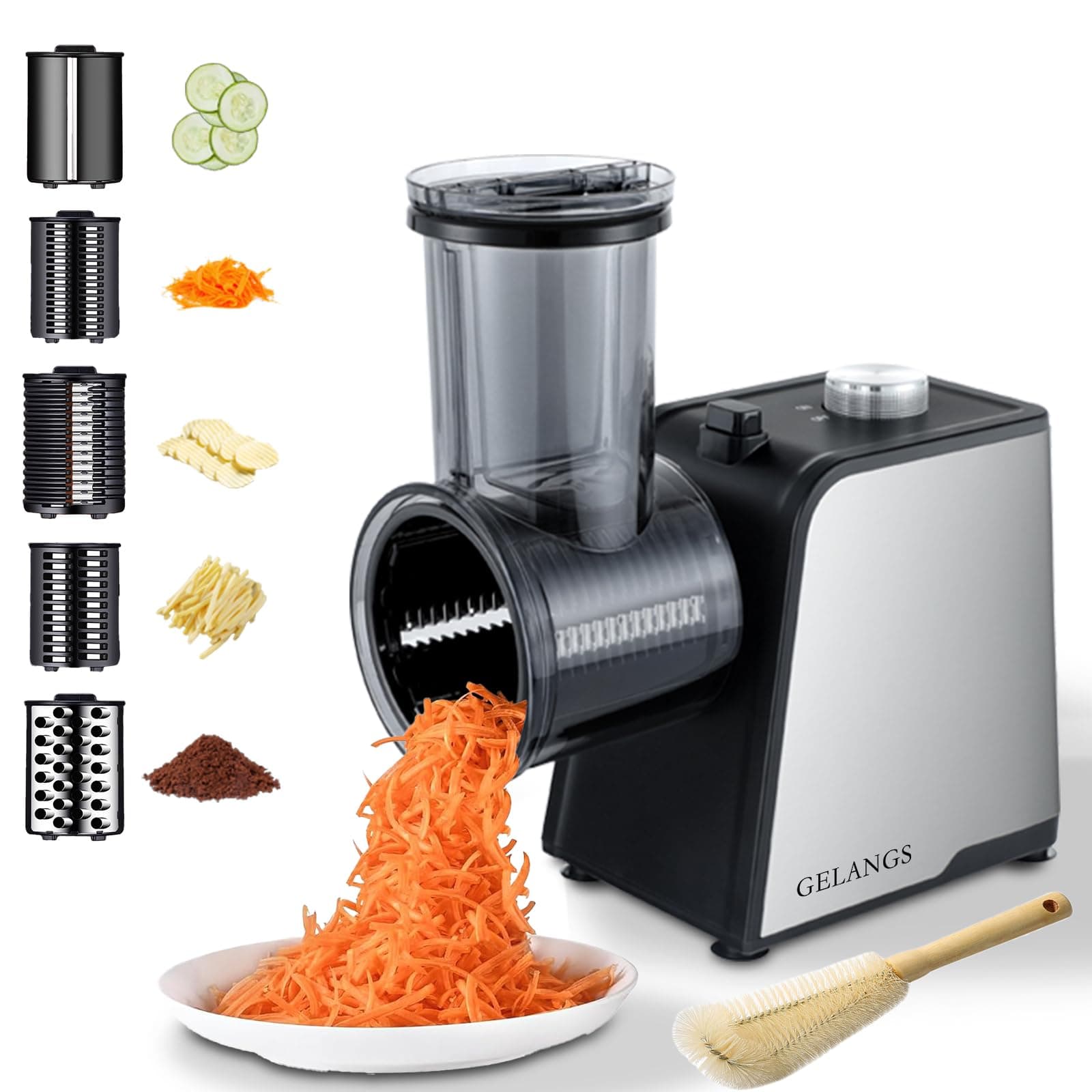 Electric vegetable cutter with cheese grater function and salad machine, suitable for cutting cheese, cutting fruit, cutting vegetables, electric food processor