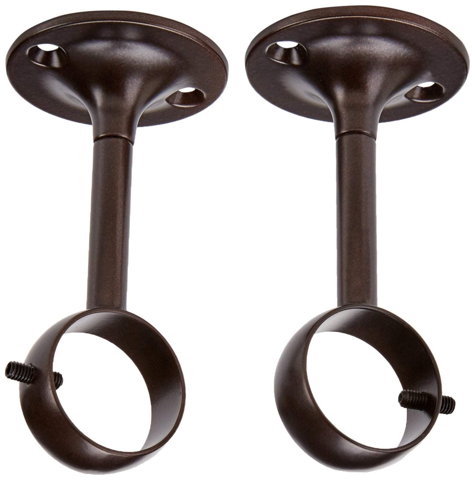 Amazon Basics Curtain Rod Ceiling-Mount Bracket, Set of 2, Dark Bronze (Espresso)