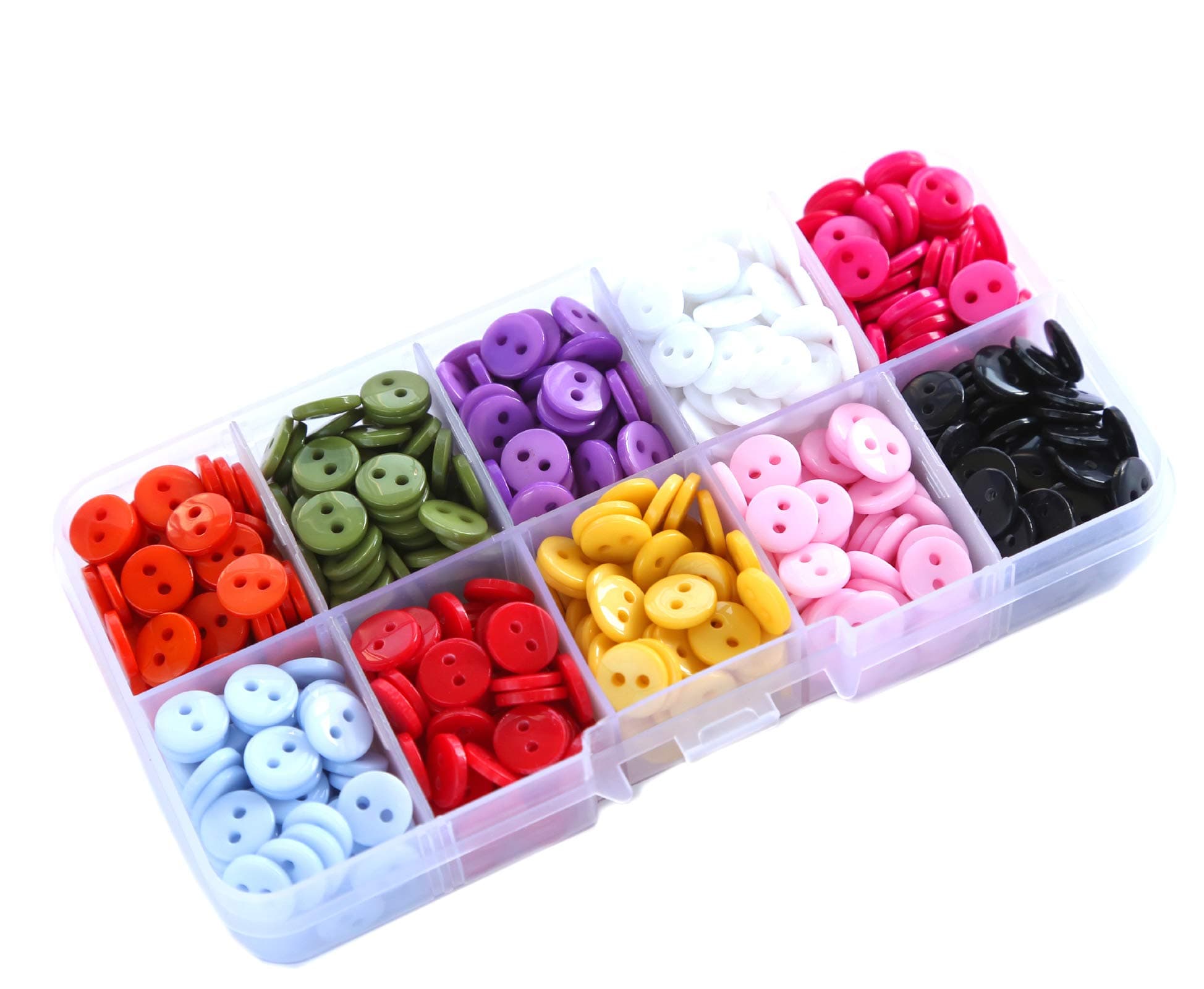 11/32 Inch (9mm) Very Small Buttons Tiny Size Sewing Flatback Resin Buttons 10 Colors Multi-Colored Pack of 750 with Box