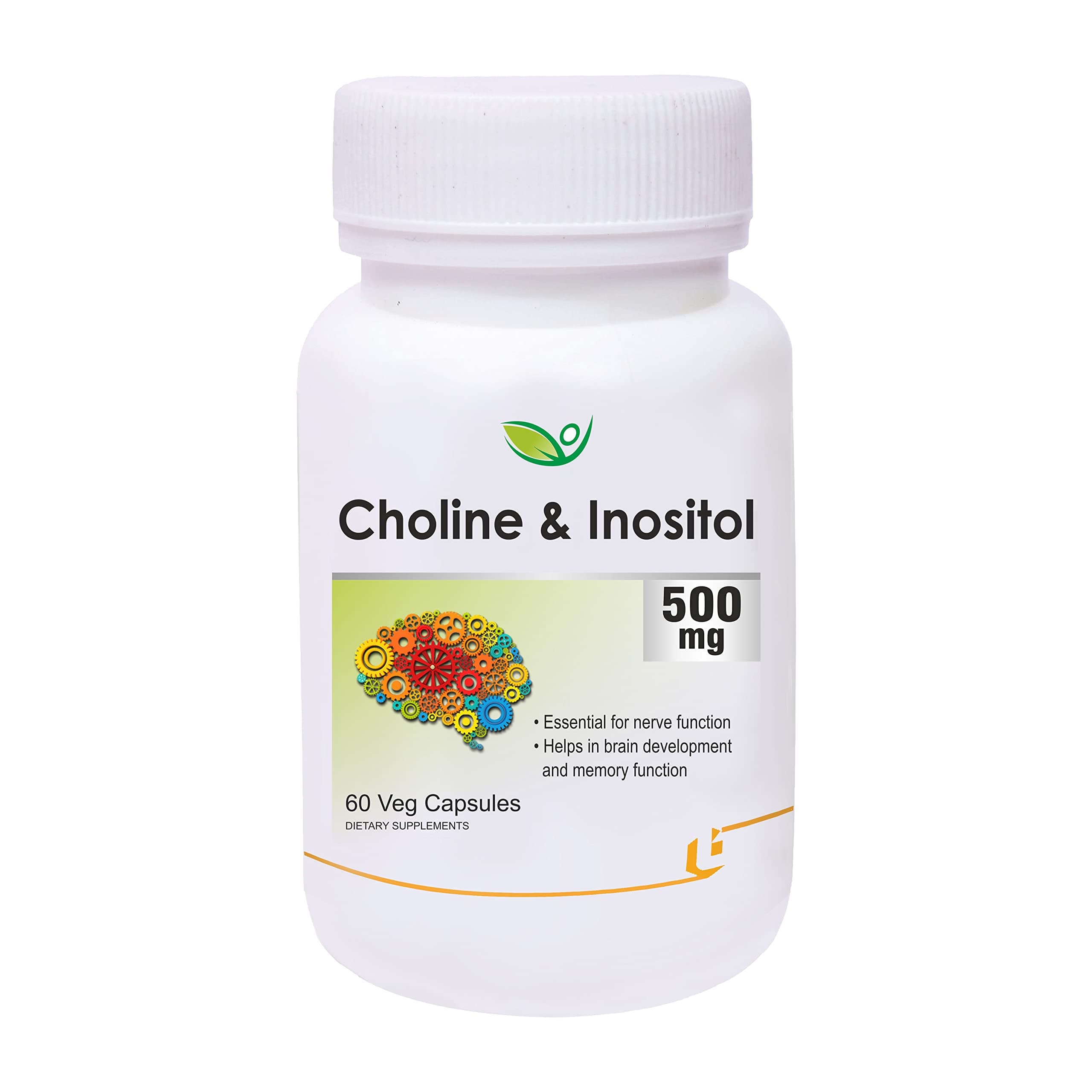 Biotrex Nutraceuticals Choline And Inositol 500mg | Brain & Nerve Function | Better Motor Signal | Liver & Heart Health | Lab Tested | 60 Veg Capsules