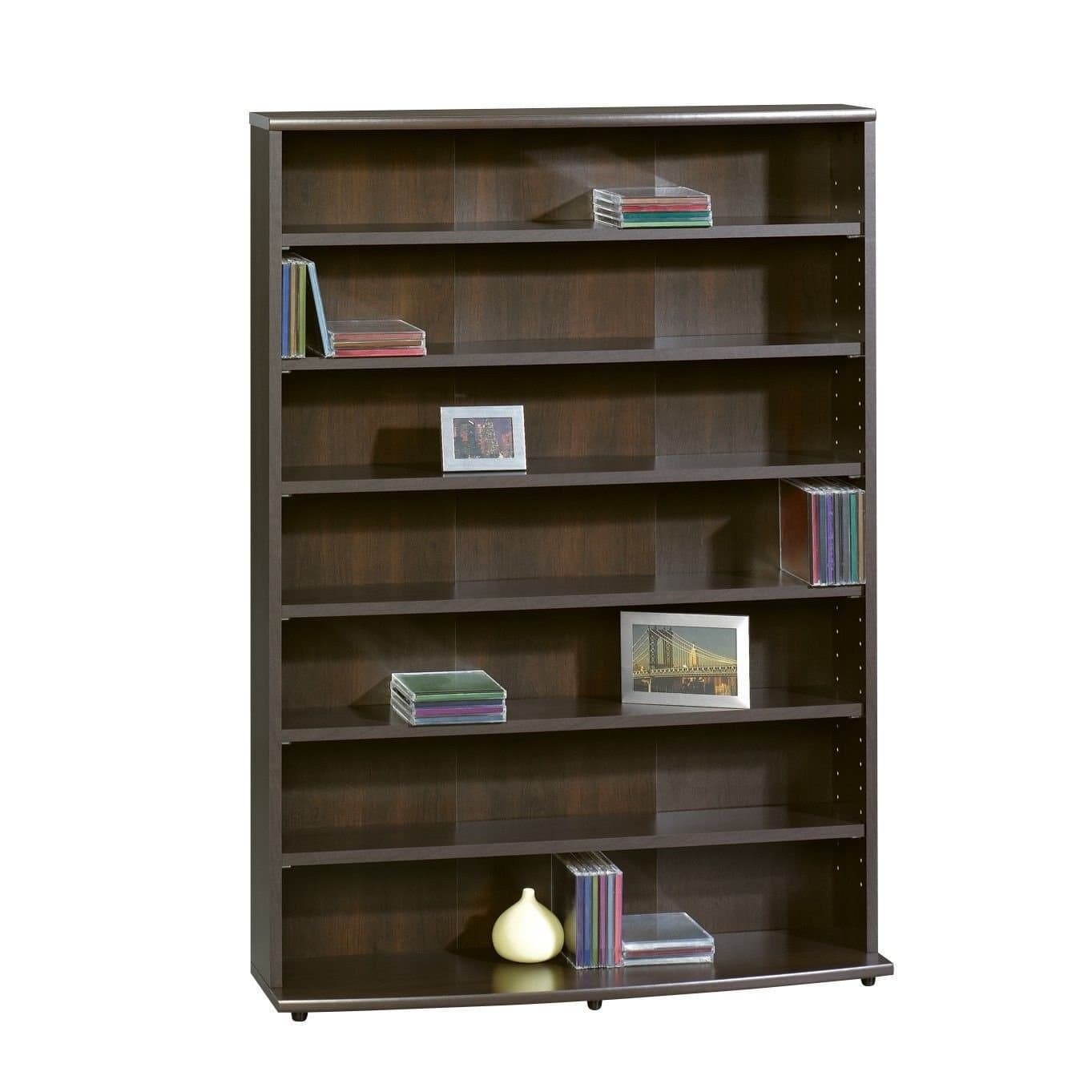 Cherry Wood Bookcase Adjustable Book Shelves Storage