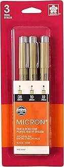 Sakura Pigma Micron Pen Set, 3-Pens, 08, 10, 12