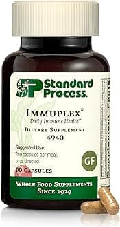 Standard Process Inc. Immuplex - Daily Immune Support Supplement with Folate, Iron, Vitamin C & Vitamin A - Mineral Supplement with Antioxidant Ingredients - 90 Capsules