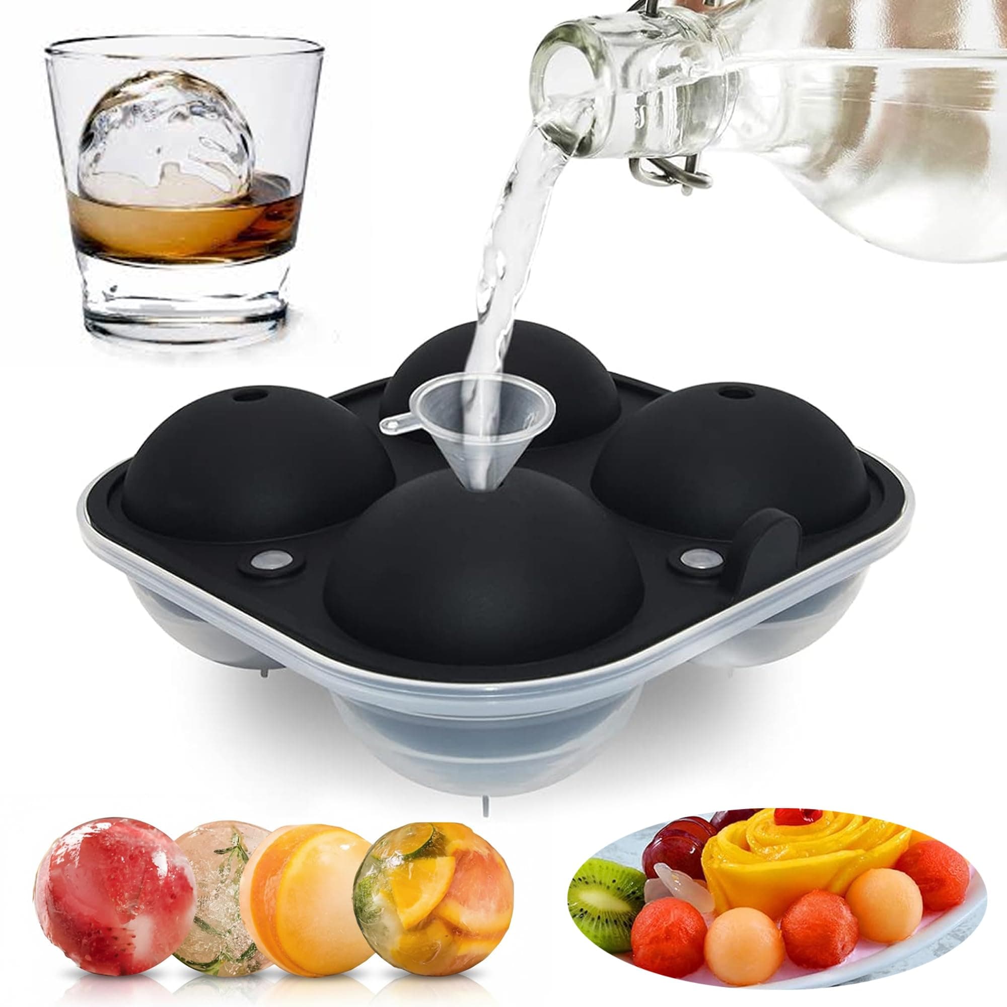 Ice Ball Maker Mound, 6.6cm(3inch) Sphere Ice Cube Trays - Great for Kids with Candy Pudding Jelly Milk Juice Chocolate Mold or Cocktails Whiskey Particles