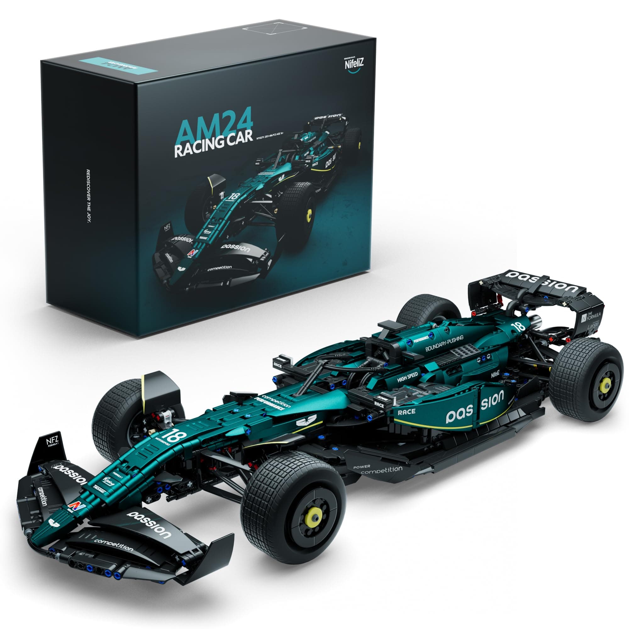 AM24 Formula 1 Racing Car Building Set, 1:8 Scale Collectible Set for Adults, Authentically Detailed Build and Display Model for Home or Office Décor (2351PCS, NF10279)