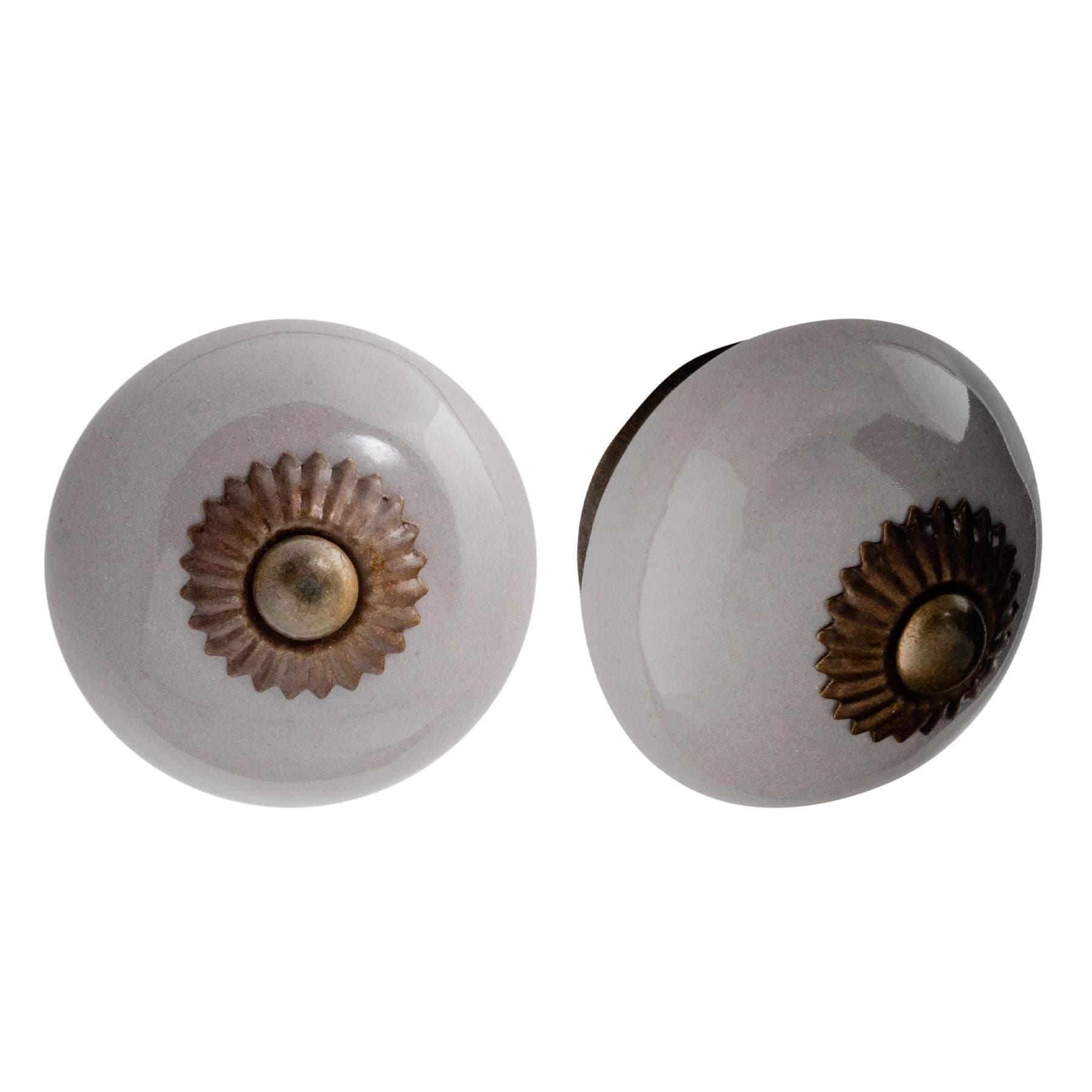Nicola Spring Ceramic Cupboard Drawer Handle Knobs - Grey - Pack of 6