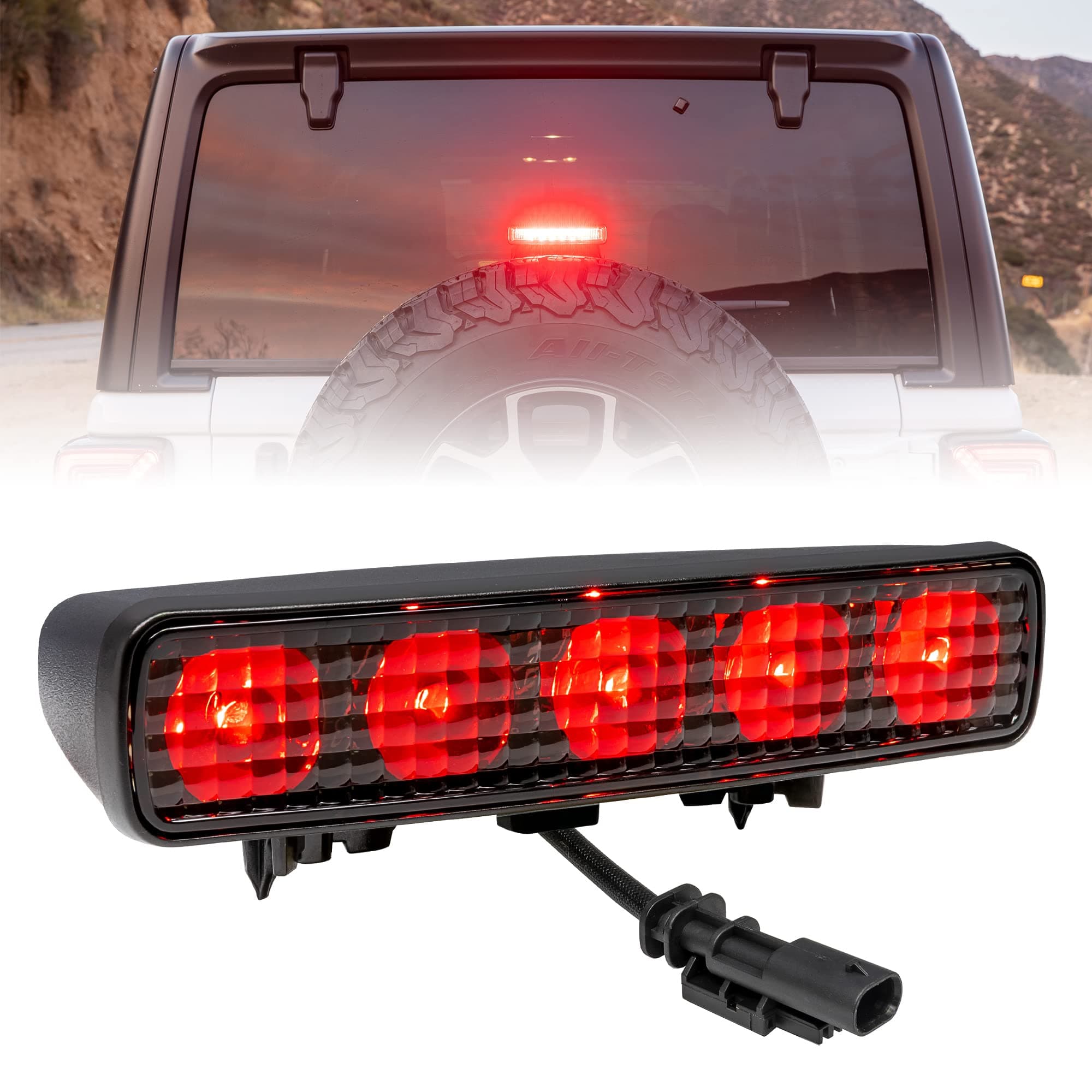 ONLINE LED STORE Third Brake Light Replacement for Jeep 2018+ Wrangler JL [Smoked Lens] [Plug-n-Play] [IP67 Waterproof]